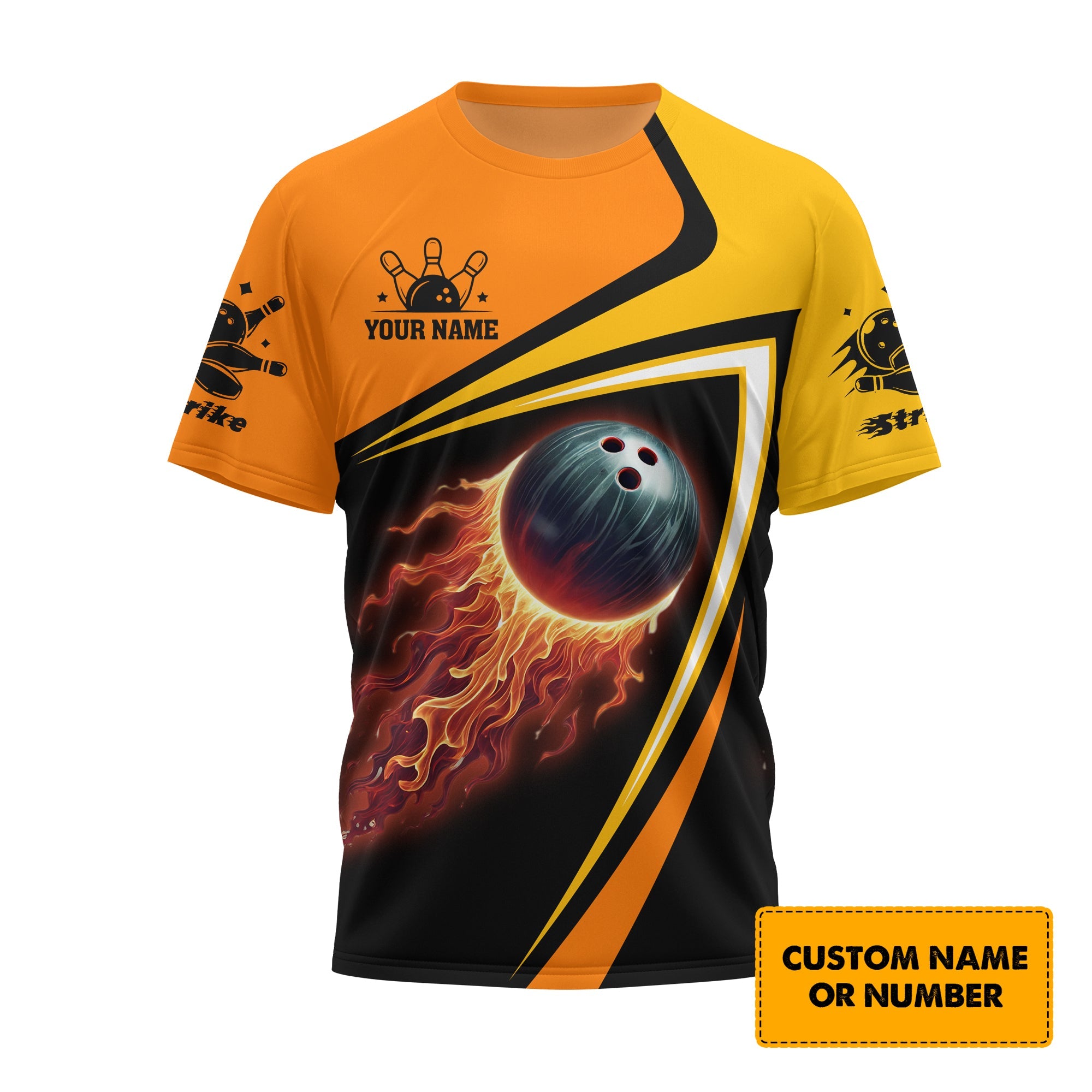 3D Customized Bowling T-shirt Fireball, Gift for Bowler