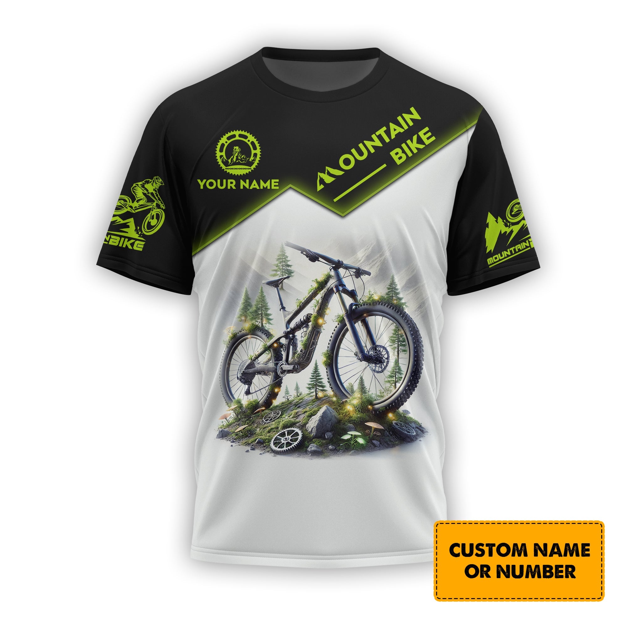 Custom Name Mountain Bike 3D T-Shirt, MTB Polo Shirt, Lightweight Sportswear, Personalized MTB Apparel, Gift for Cyclists