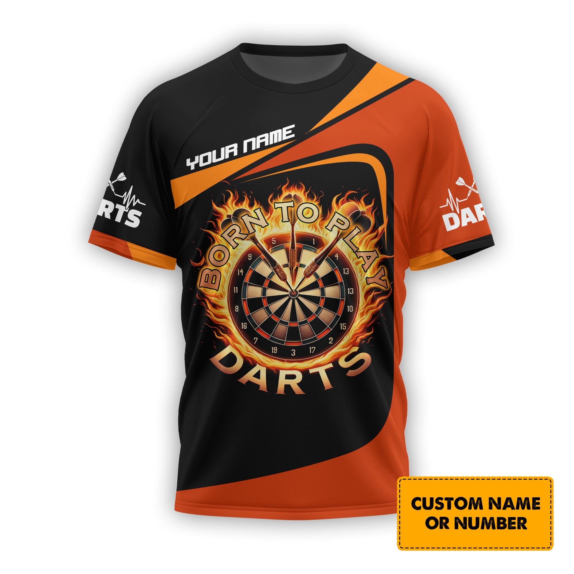 Born To Play Darts Custom Name 3D T-Shirt, T-shirt For Darts Player, Darts Shirts, Gift For Darts Lovers