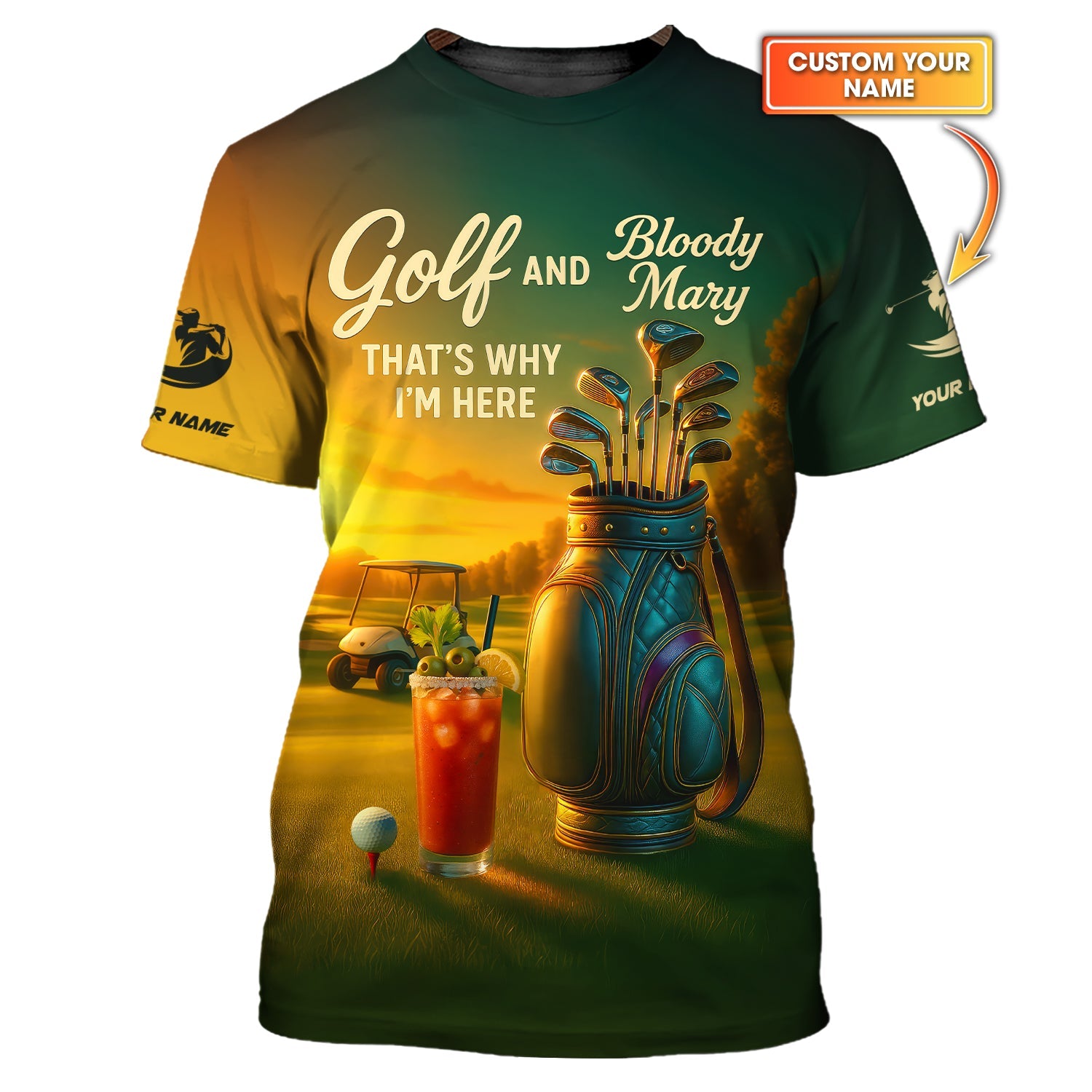 Golf and Bloody Mary Shirt – “That’s Why I’m Here” Custom Funny Golf Polo for Men – Golf and Cocktail Gifts - Tournament Tee