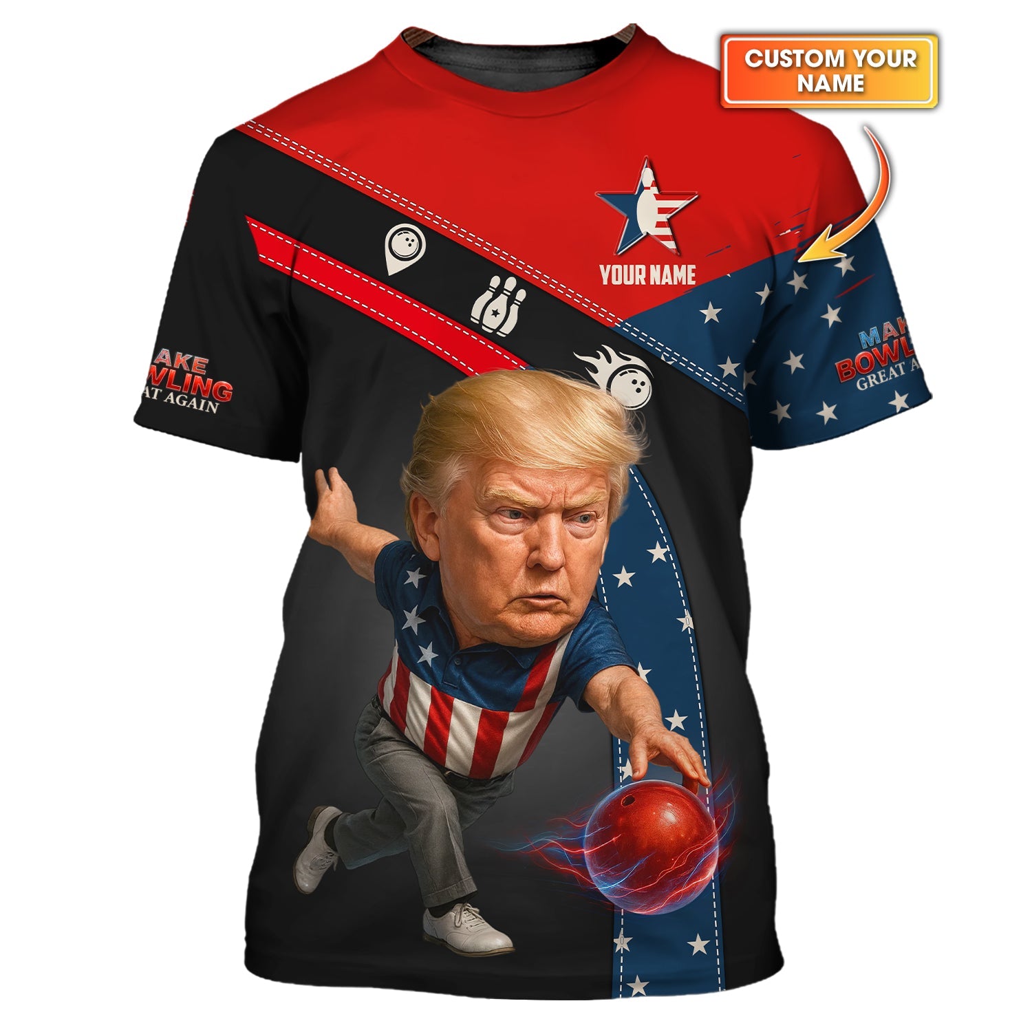 Make Bowling Great Again Trump Personalized Shirt – Custom Team Bowling Jersey for Club Players