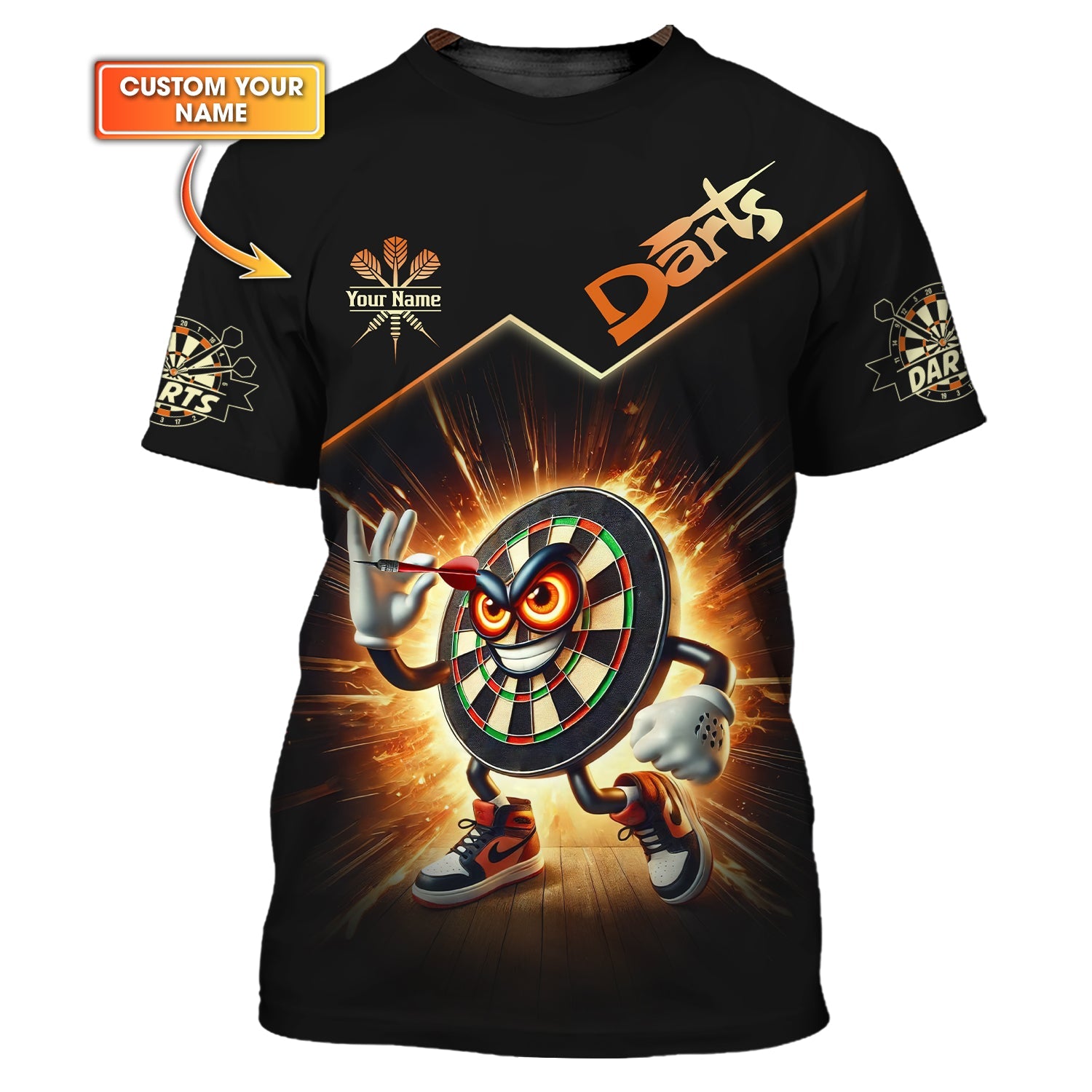 Custom Name Personalized 3D Angly Dartboard Polo Shirt, T-shirt For Darts Player, Darts Shirts Custom, Gift For Darts Lovers