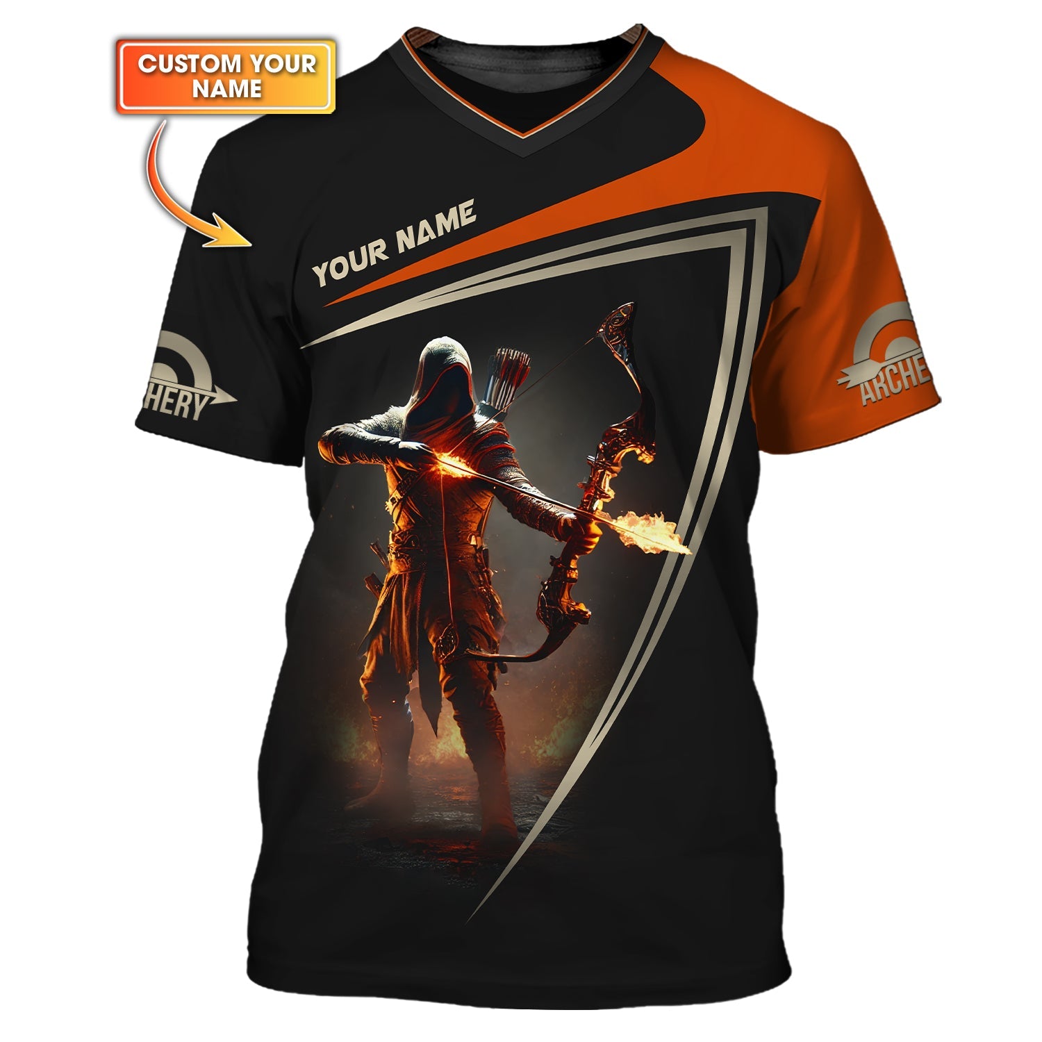 Archery Combatant Custom Name T-Shirt 3D, Archery Polo Shirts, Lightweight Sportswear, Gift for Archers