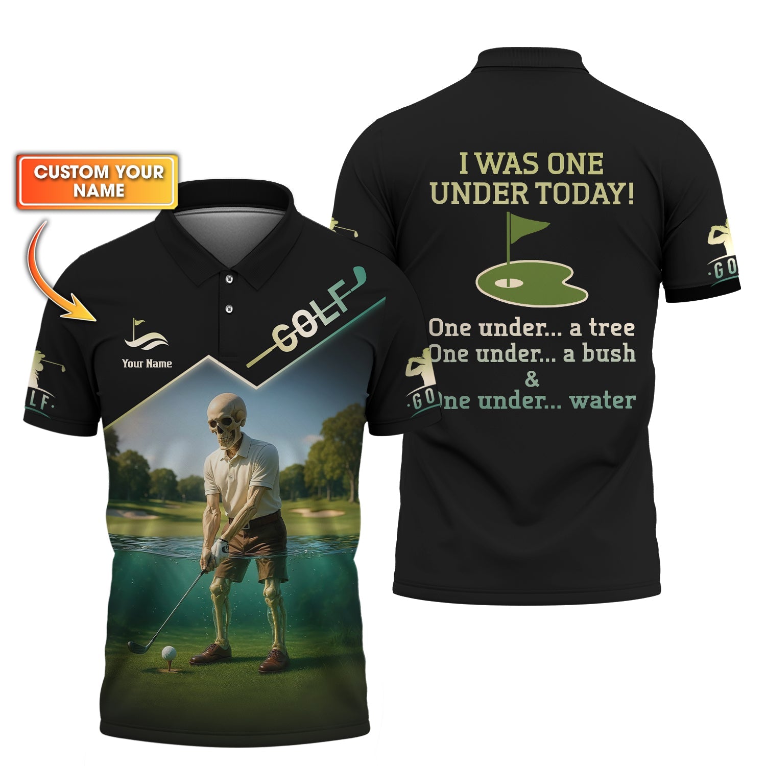 I Was Under Today Custom Polo Shirts Golf Club Grim Reaper, Team Golf Polos, Dad Gift Golf Shirts Gifts For Men