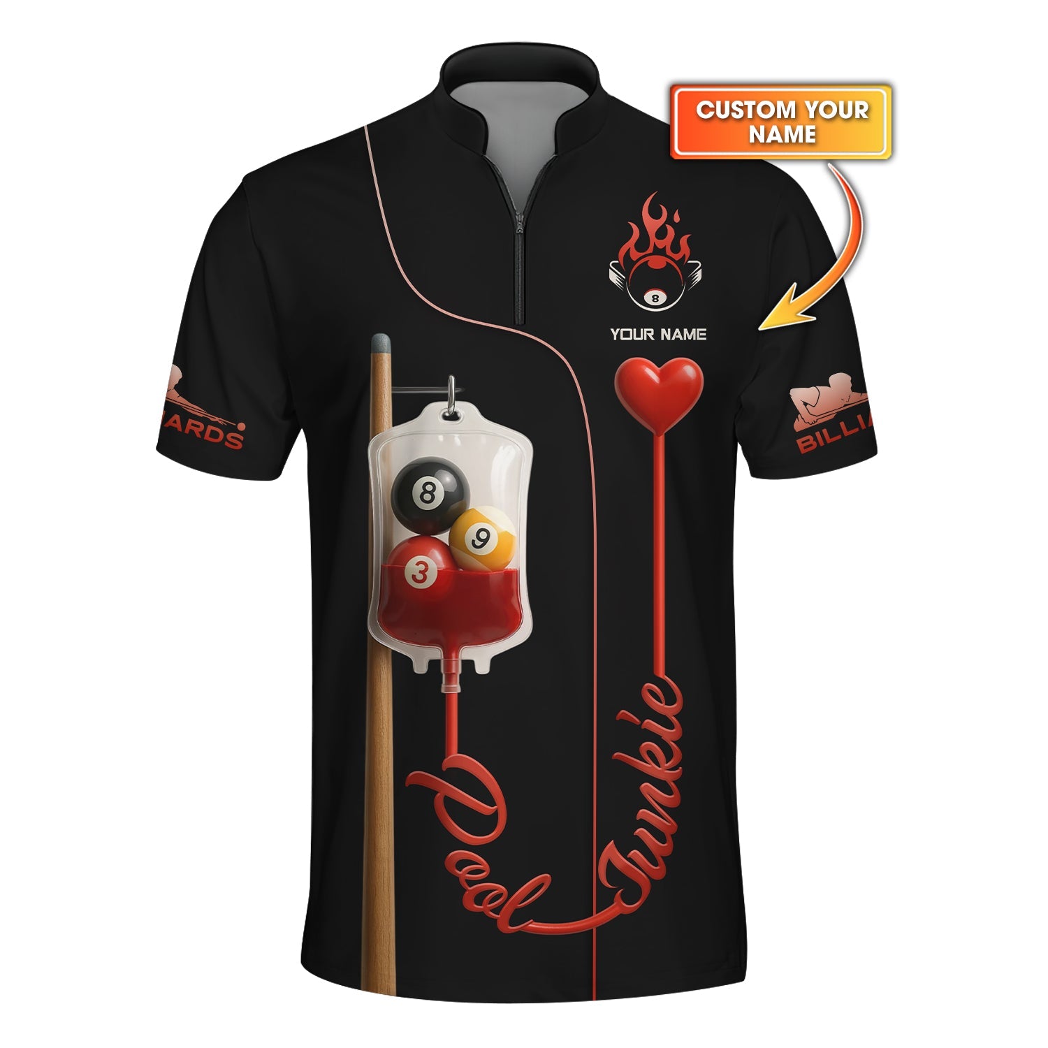 Custom Name Pool Junkie Billiard Shirt – 8 Ball IV Drip Funny Player Tee