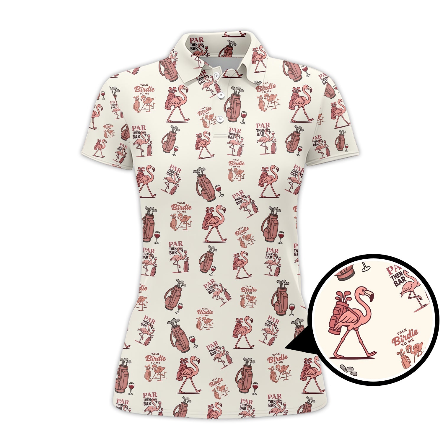 Flamingo Golf Shirt For Women, Funny Pink Pattern Golf Polos, Talk Birdie To Me Golfs Shirts