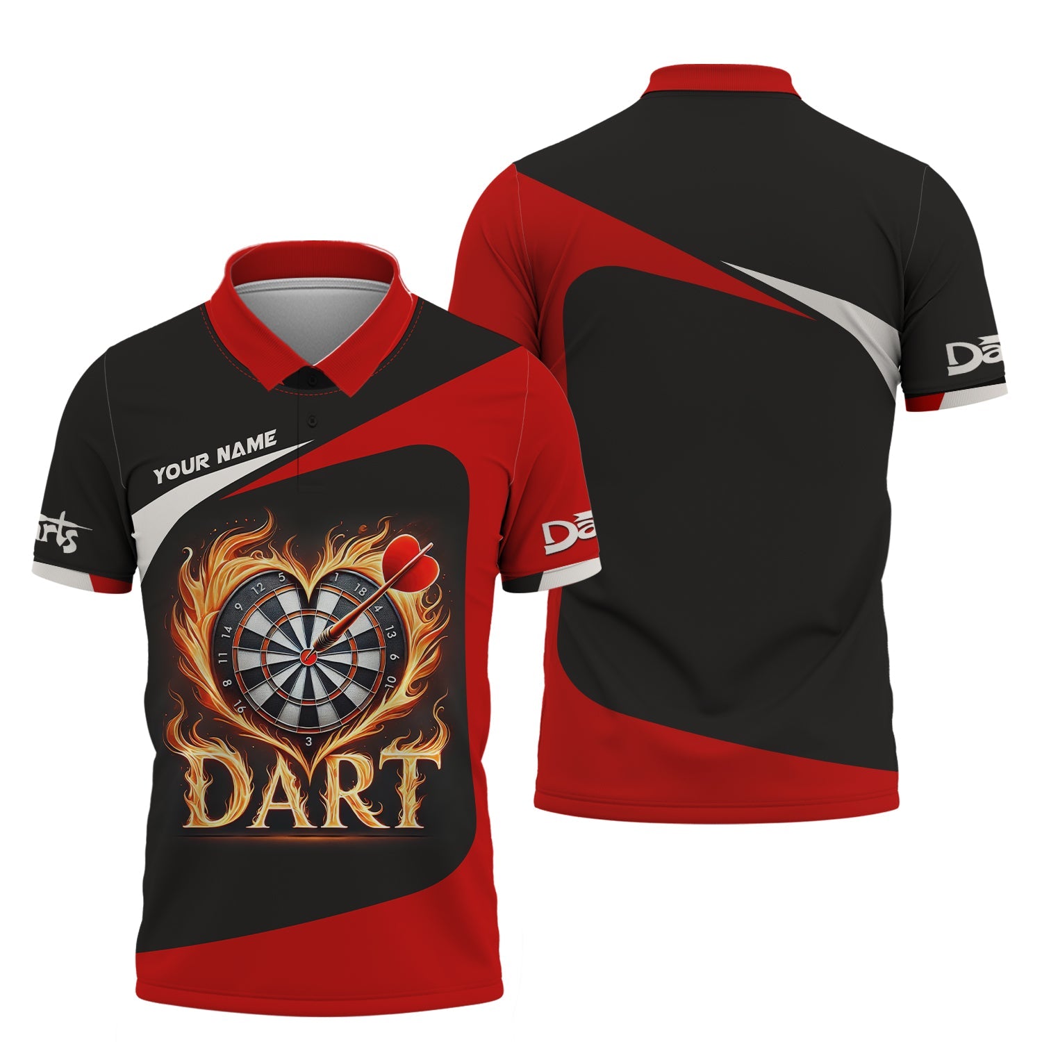 Custom Name With Fire Darts T-Shirts, Personalized Darts Shirts, Dart Team Shirts, Gift For Darts Lovers