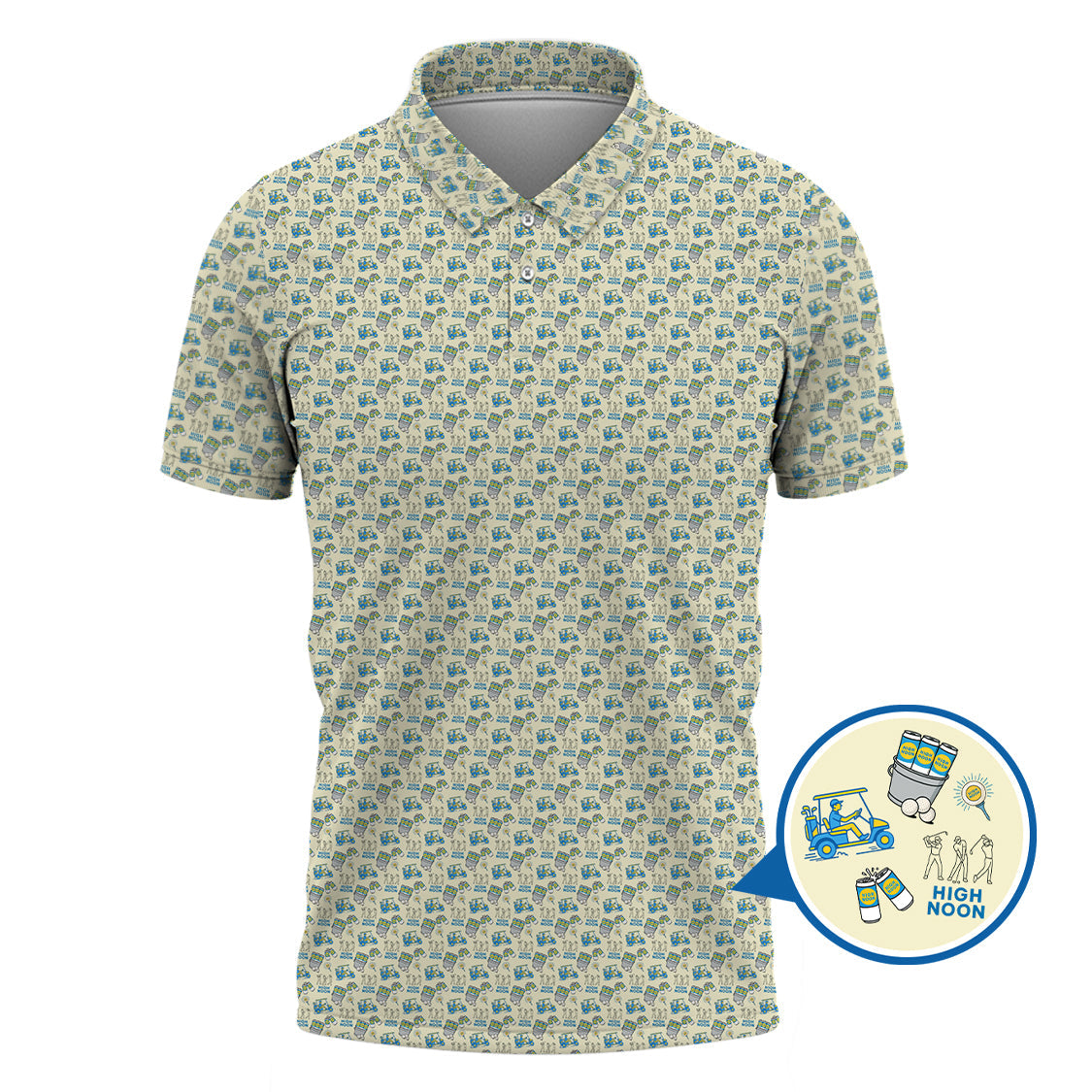 High Noon Golf Shirt, Golf Pattern Polos For Men's, Golf Gift For Golfers
