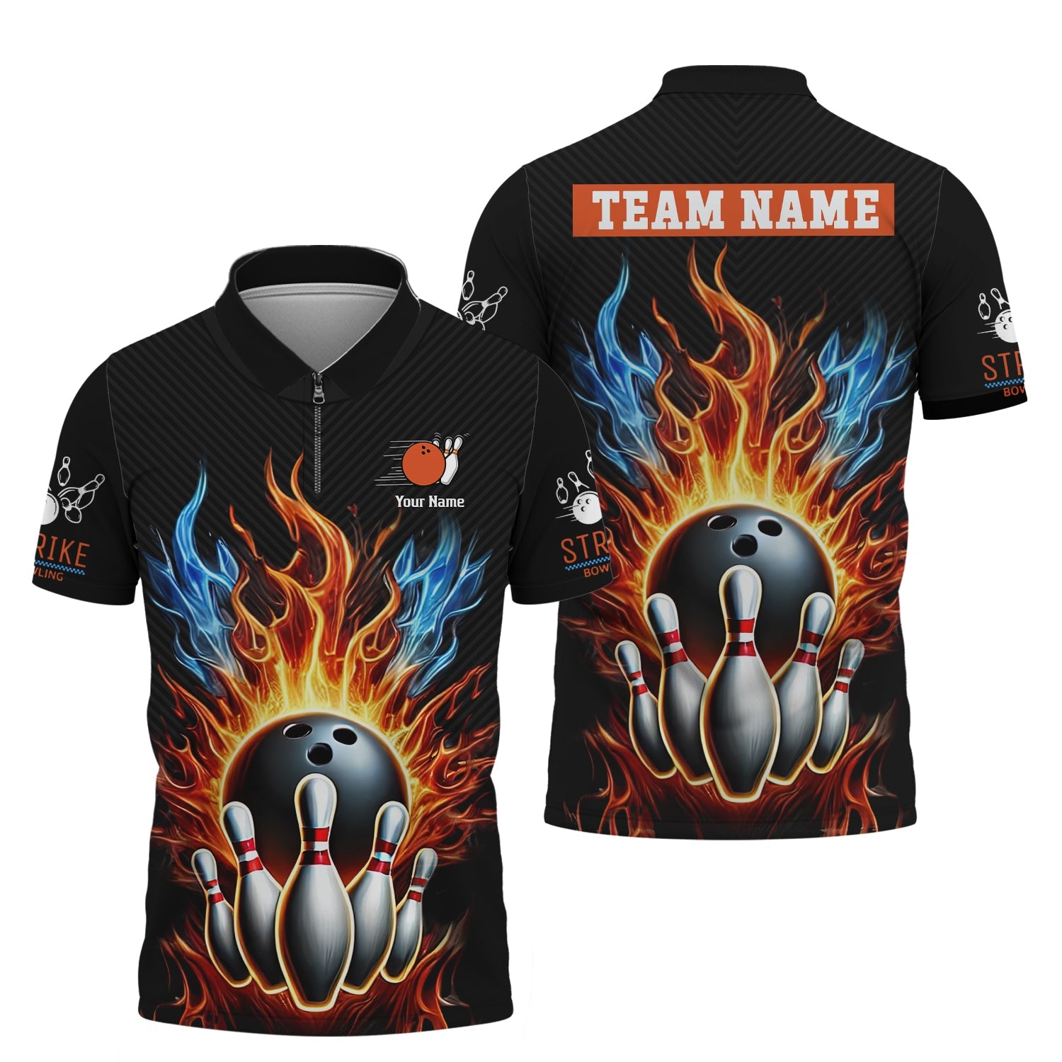Custom Strike Bowling on Fire T Shirt, 3D Bowling Pin & Ball Explosion Design, Bowling Presents