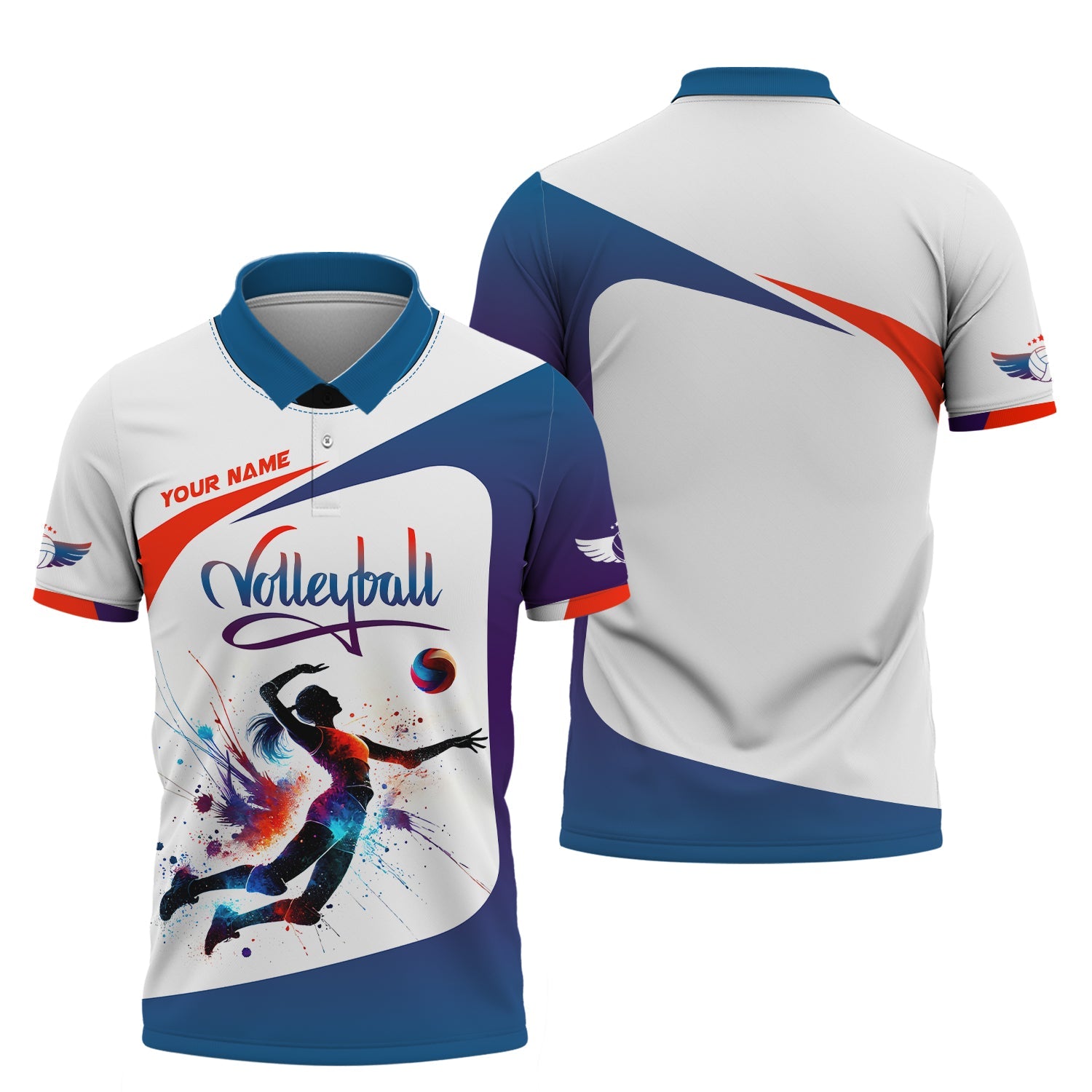 Blue Custom Name Female Athlete Volleyball T-Shirt, Personalized Volleyball Jerseys, Volleyball Gift