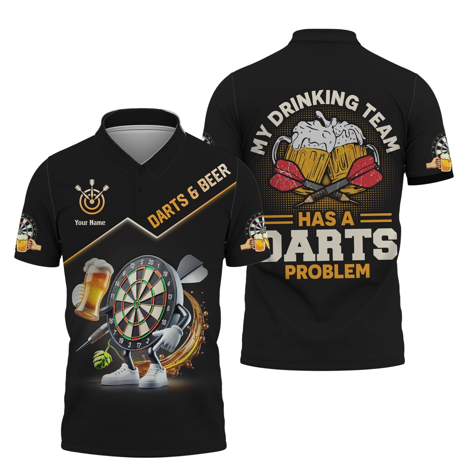 My Drinking Team Has A Darts Problem-Animated Dartboard Holding Beer T Shirt, Gift For Darts Lovers
