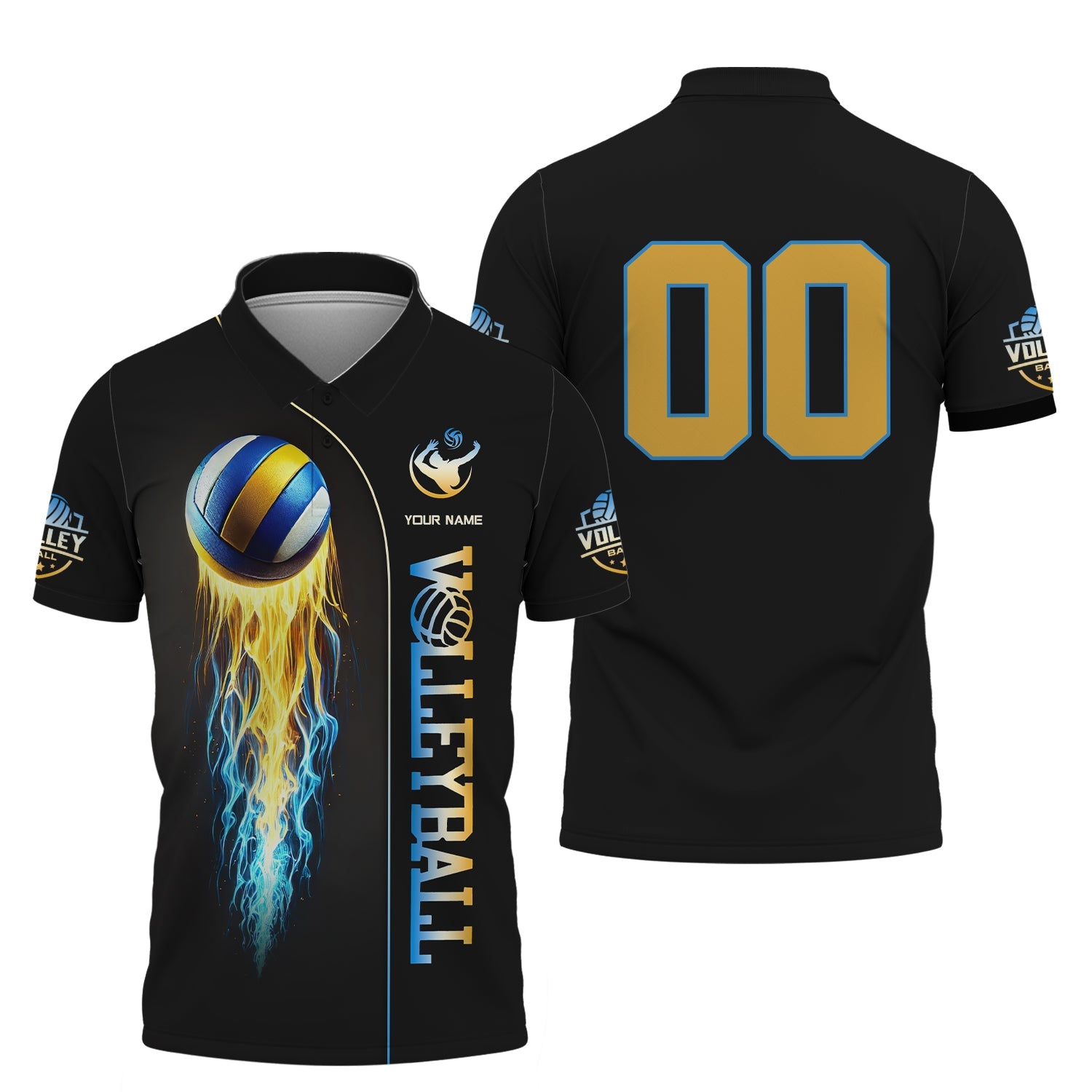 Custom Volleyball T-Shirt with Fire Effect, Personalized Volleyball Jerseys Design, Volleyball Gift