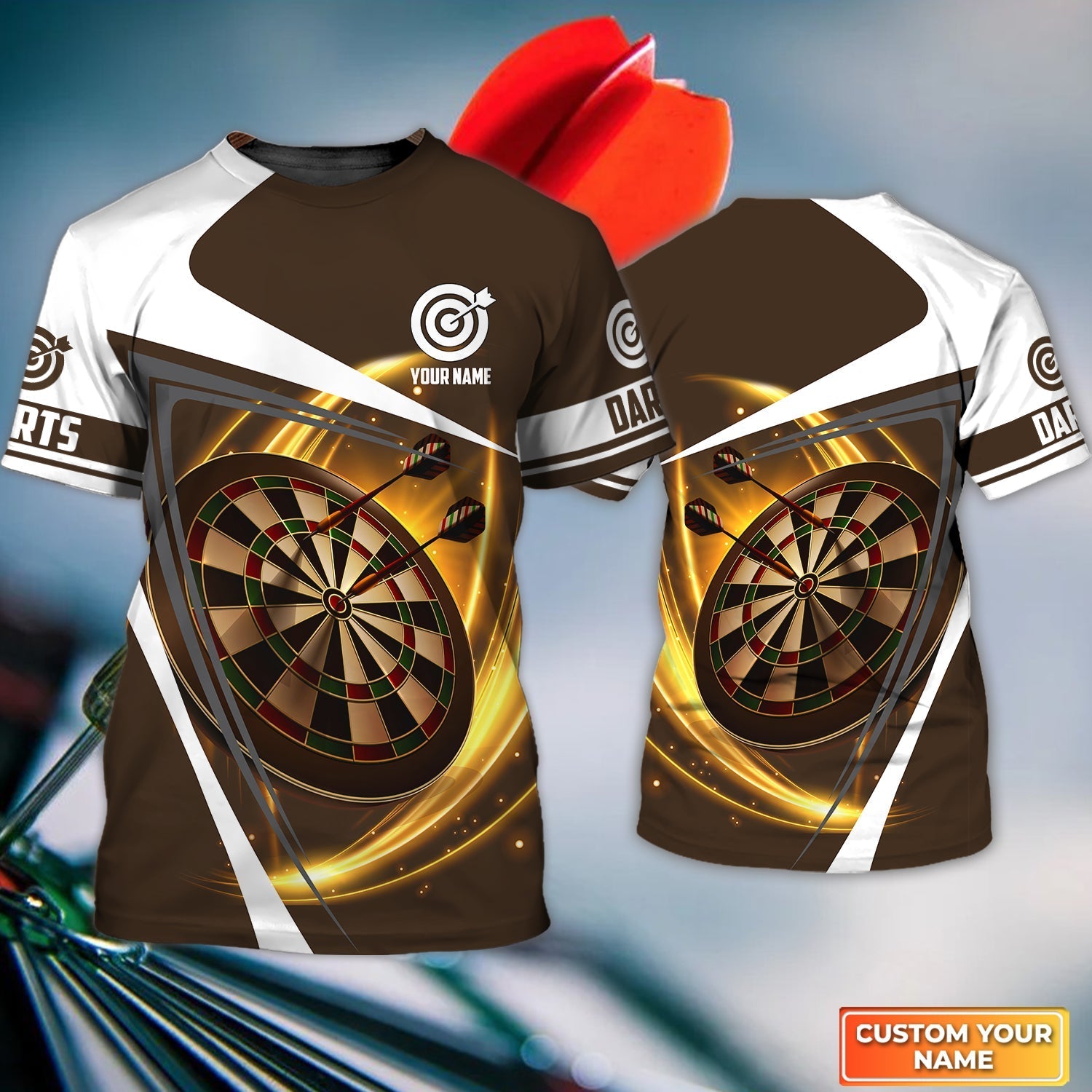 Darts Lighting Personalized Name 3D Darts Tshirt For Dart Team Player