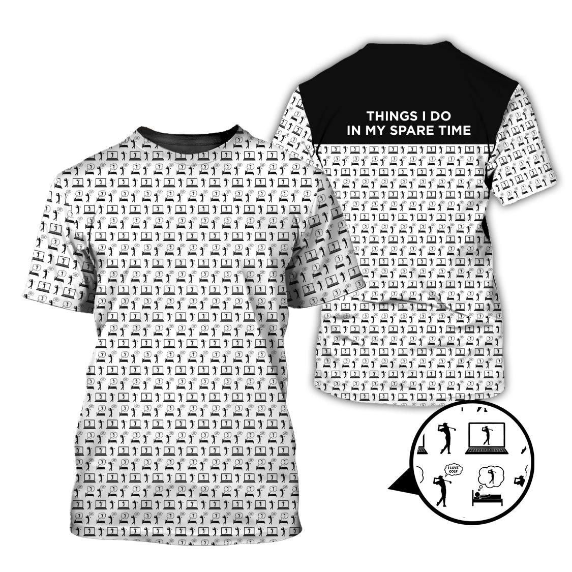 Funny Golf Shirt For Men, "Things I Do in My Spare Time " Shirts, Pattern Golf Polos, Best Gifts For Golfers