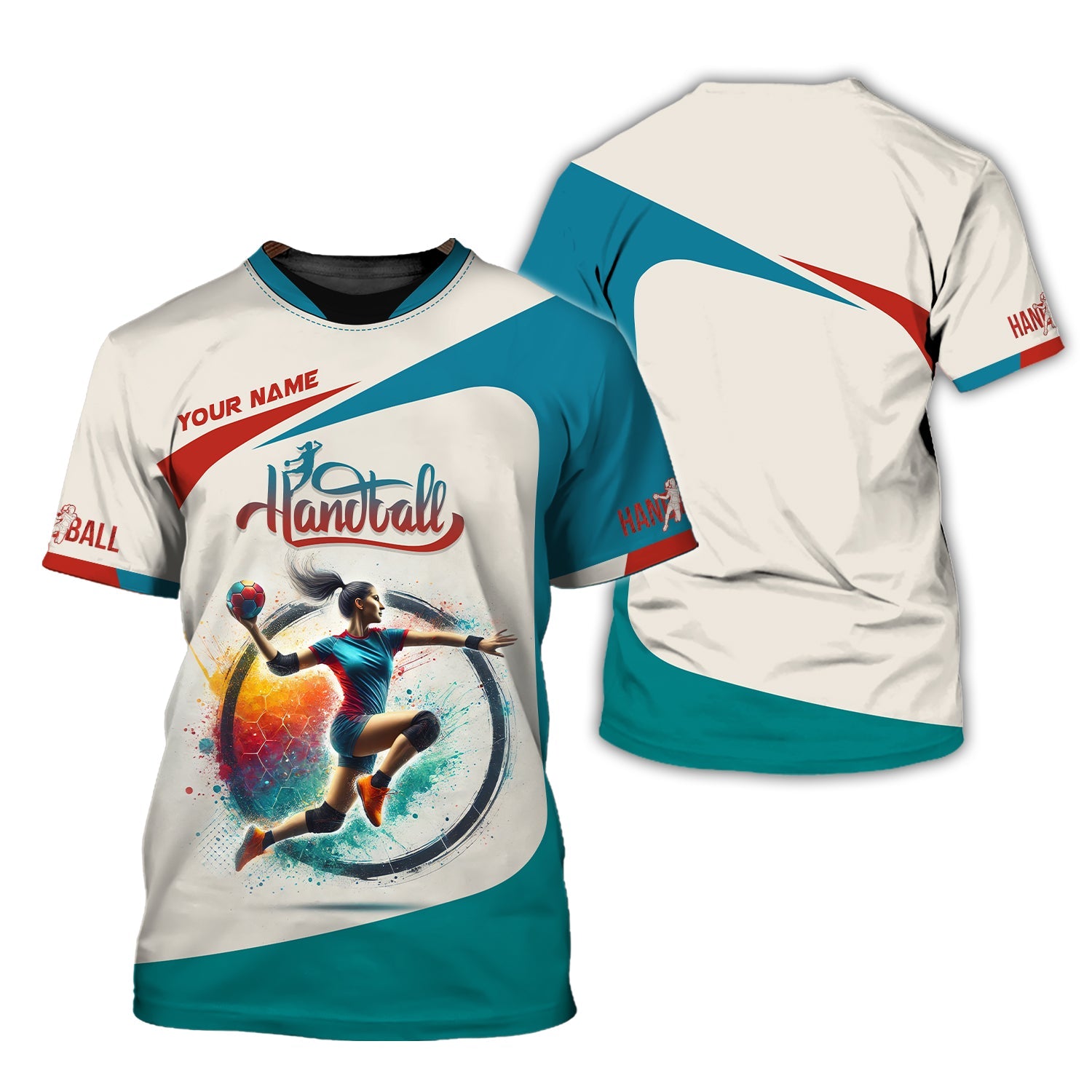 Custom Name Handball Women Player T-Shirt 3D Design, Handball Shirt, Lightweight Sportswear, Gift For Sports Fan