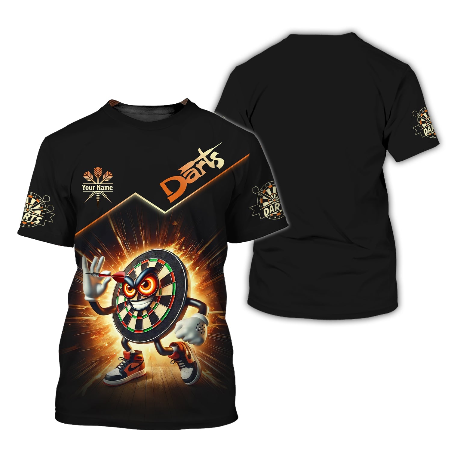 Custom Name Personalized 3D Angly Dartboard Polo Shirt, T-shirt For Darts Player, Darts Shirts Custom, Gift For Darts Lovers