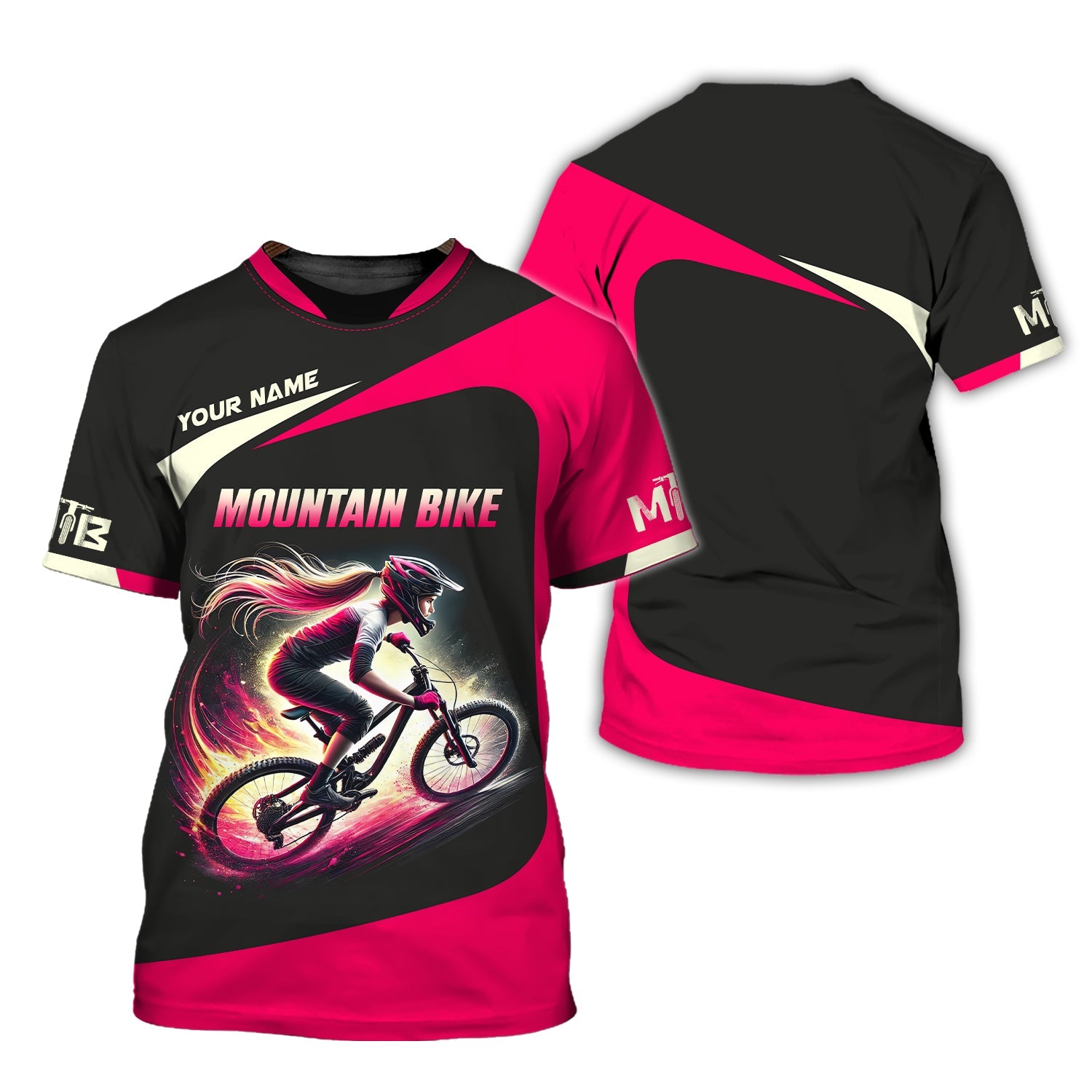 Custom Name Mountain Bike T-shirt, Unisex Shirt, MTB Polo Shirt, Custom mtb Jersey, Gift for Cyclists