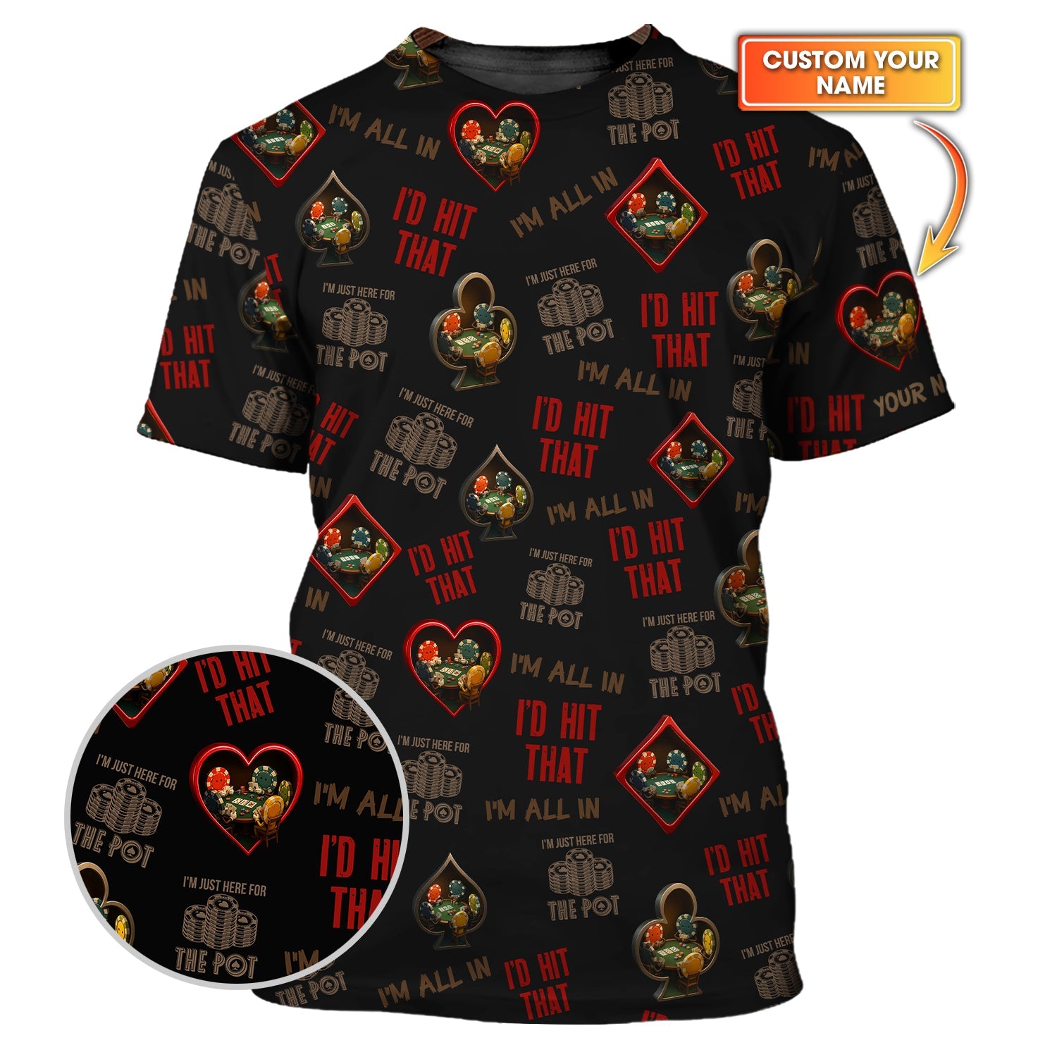 I'd Hit That Poker Chip Personalized Name T Shirt Poker Theme Outfit - Poker Club Shirts for Team