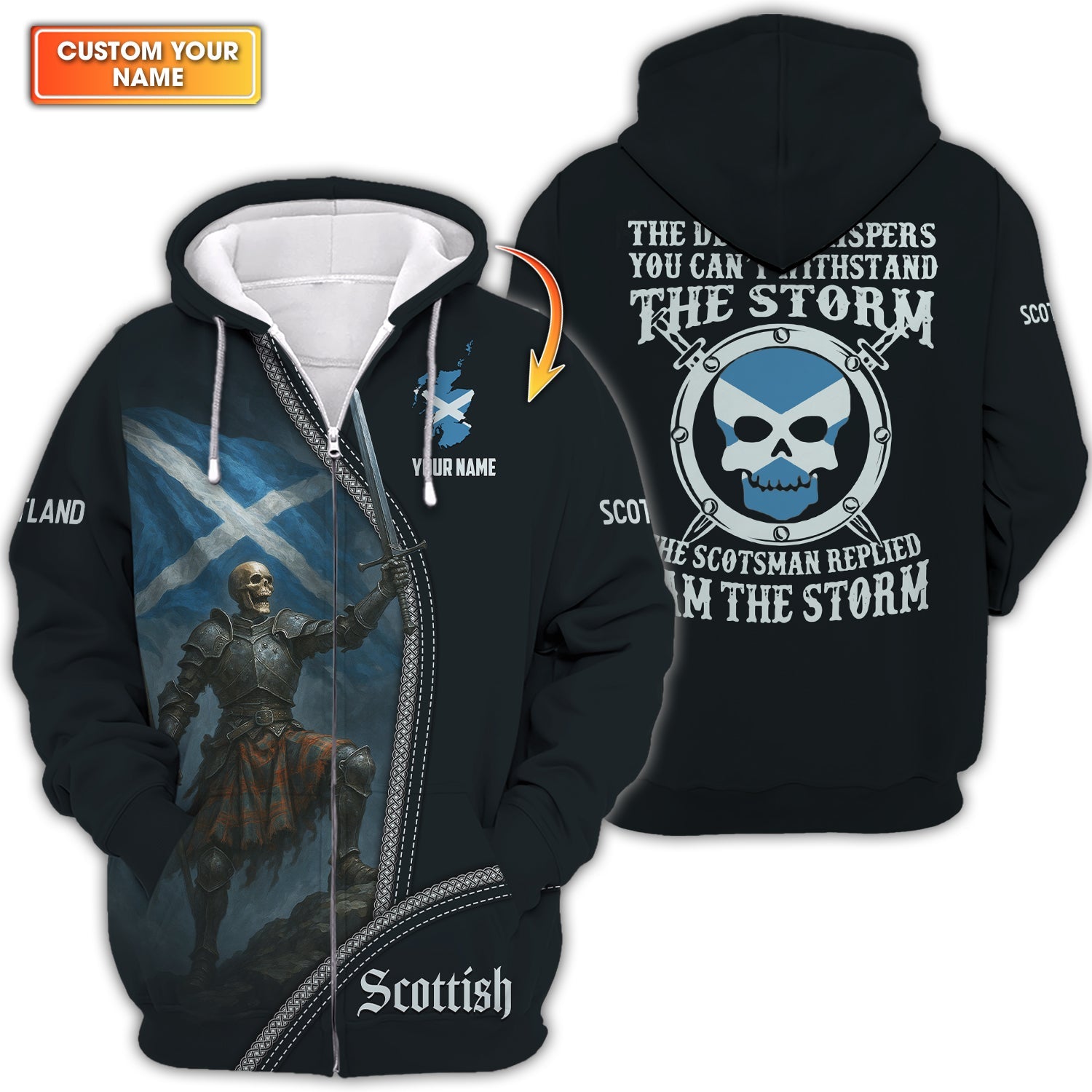 Custom Name Warrior Shirt With Scotland Flag, Scottish Shirt, Gift For Scotland Lover