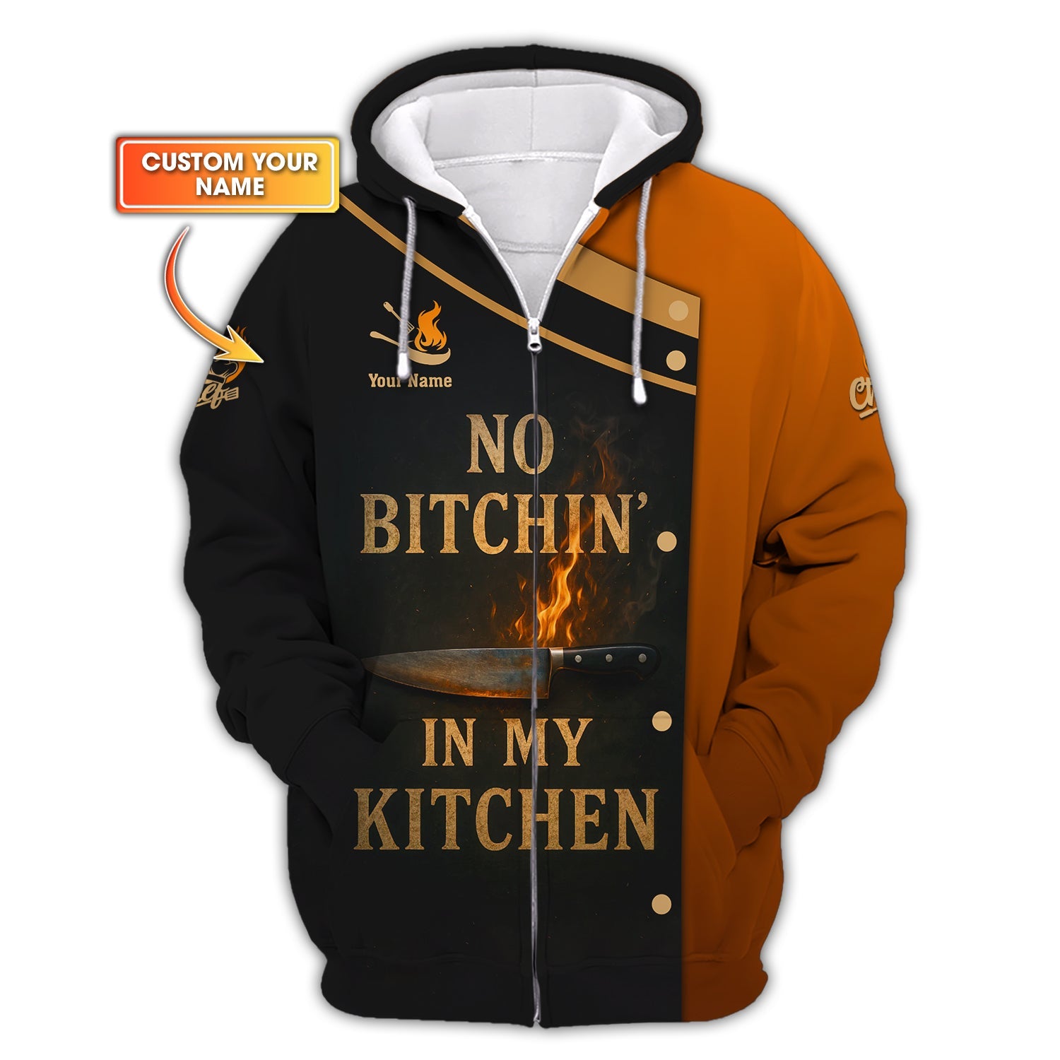 No Bitchin In My Kitchen Shirt With Custom Name, Chef Uniform, Chef Shirt For Cooking Lover