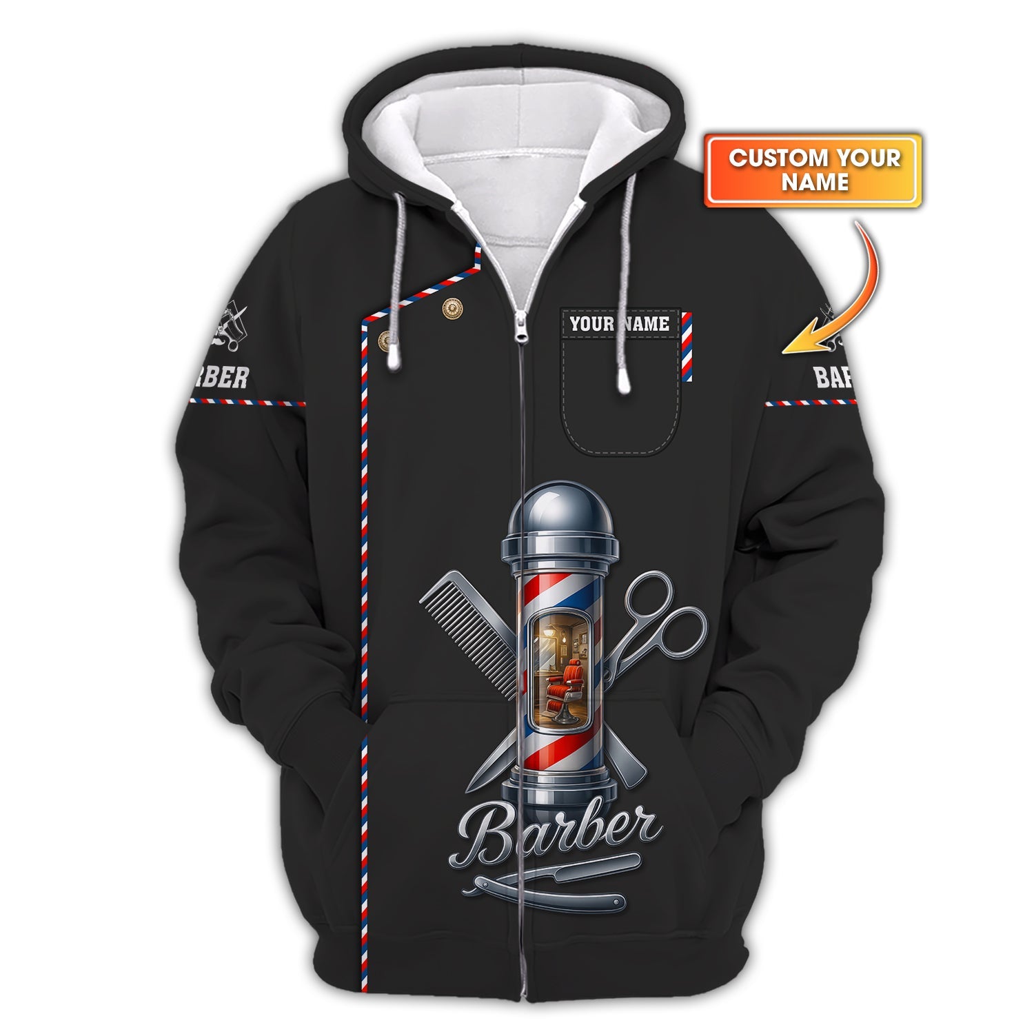 Barber Uniform, Personalized Barber Shirt, Custom Name Barber Shop Shirt For Men