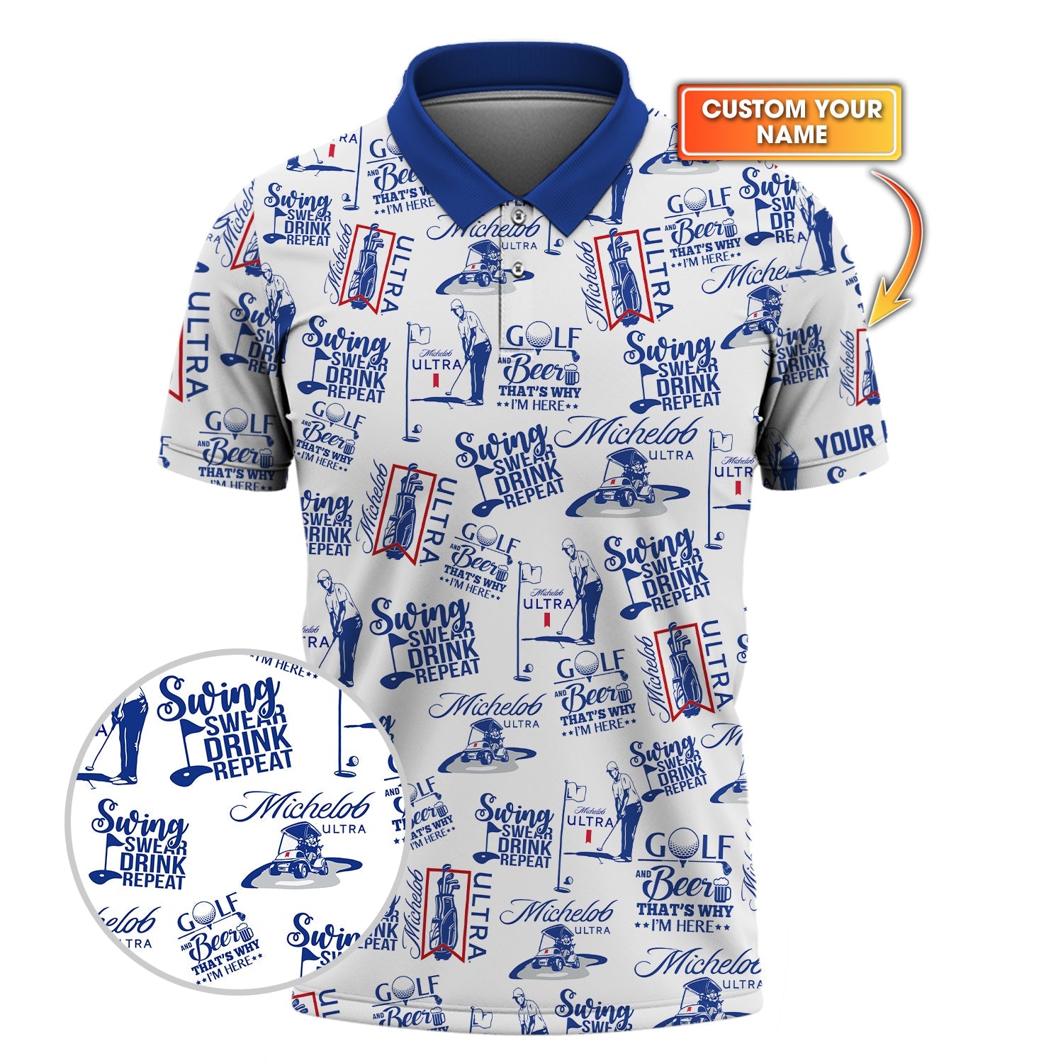 Michelob Ultra Golf Polo - Pattern Golf Shirts - Mens Golf Gift
