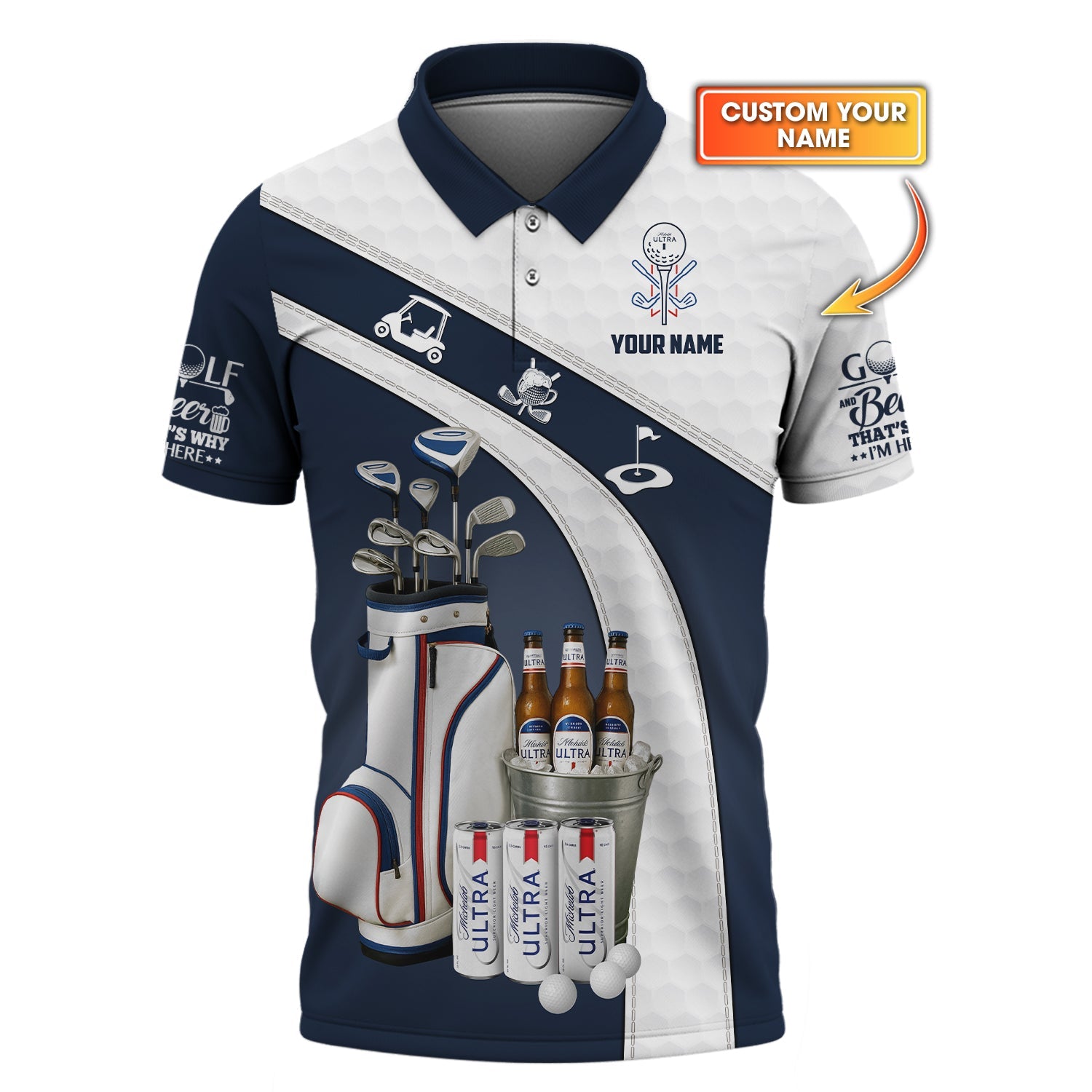 Michelob Ultra Golf Polo Shirt – Custom Golf and Beer Shirt – Funny Golf Polo for Beer-Loving Golfers