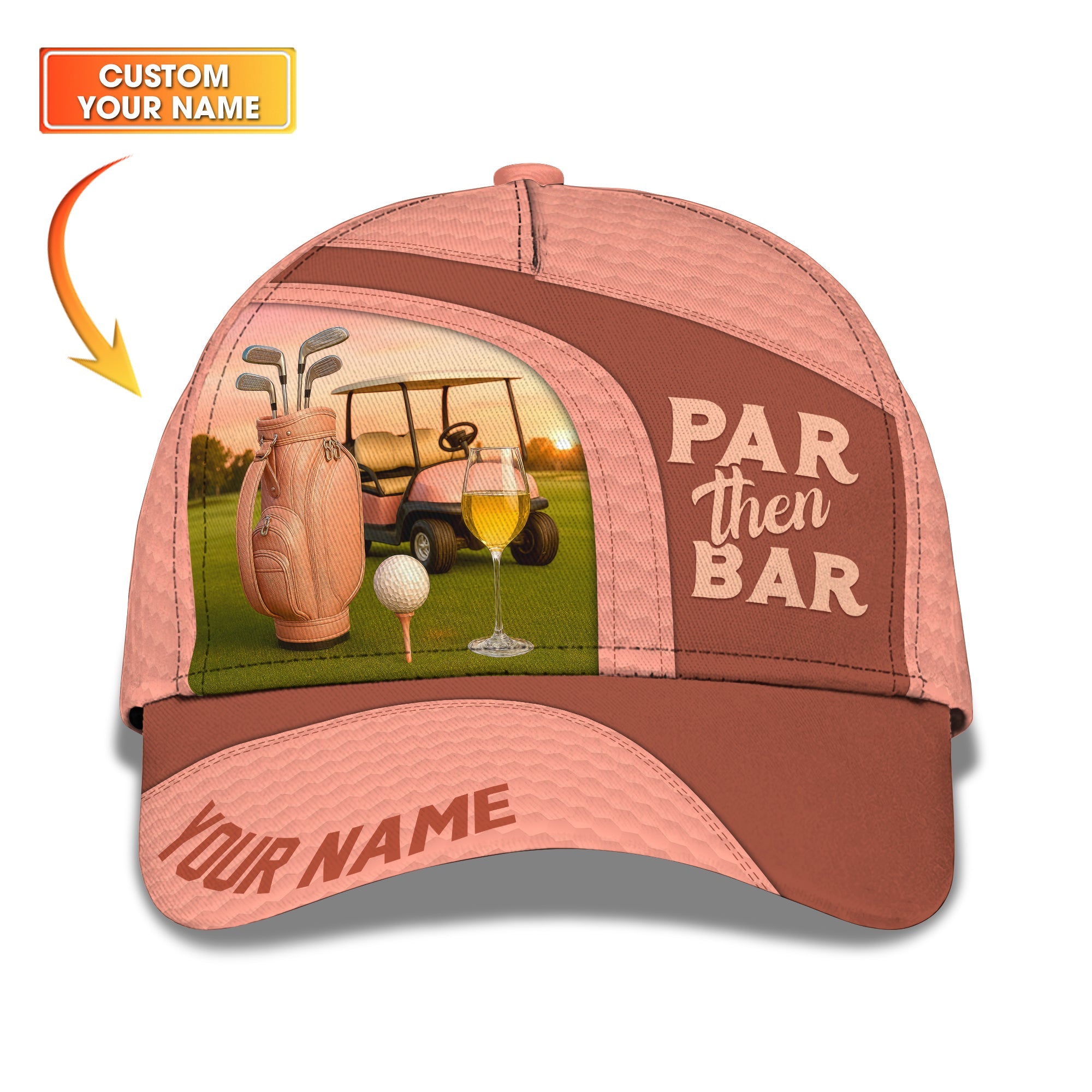 Funny Golf Classic Cap, Custom Name “Par Then Bar” Hat, Perfect Gift For Women