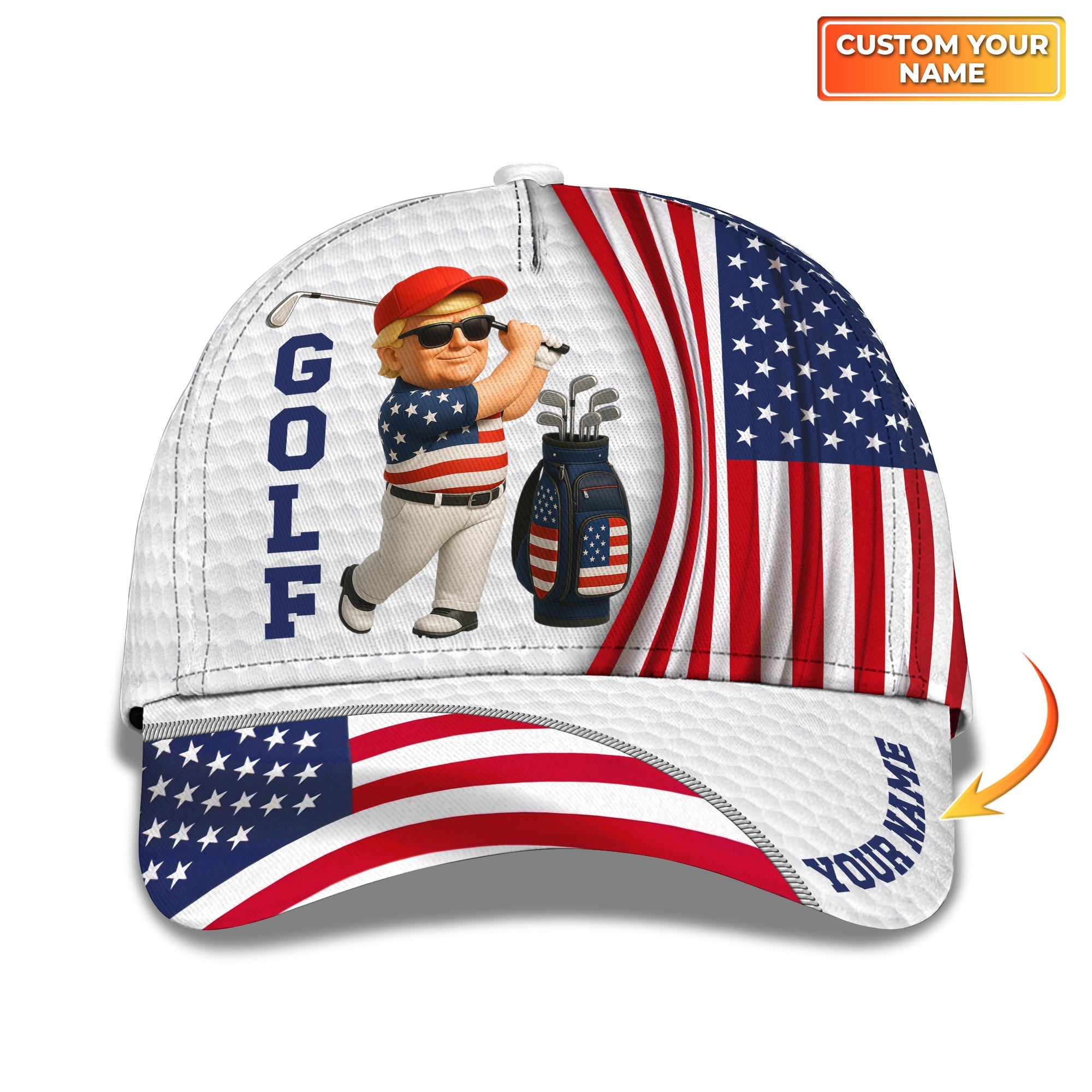 American Flag Golf Gifts, Custom USA Golf Hat, Funny Patriotic Golf Cap For Men