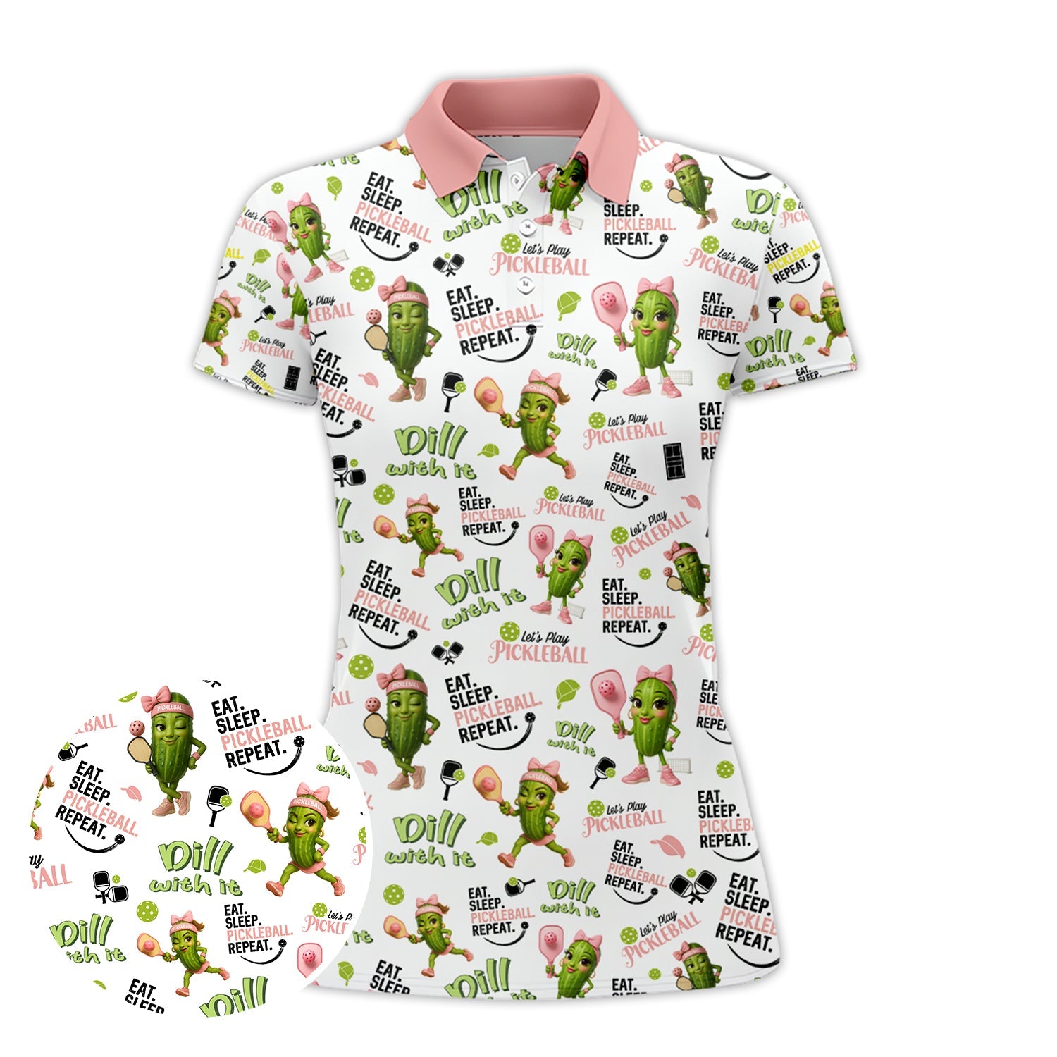 'Eat Sleep Pickleball Repeat' Pickleball Outfits for Women, Funny Pink Pickleball Ladies Apparel