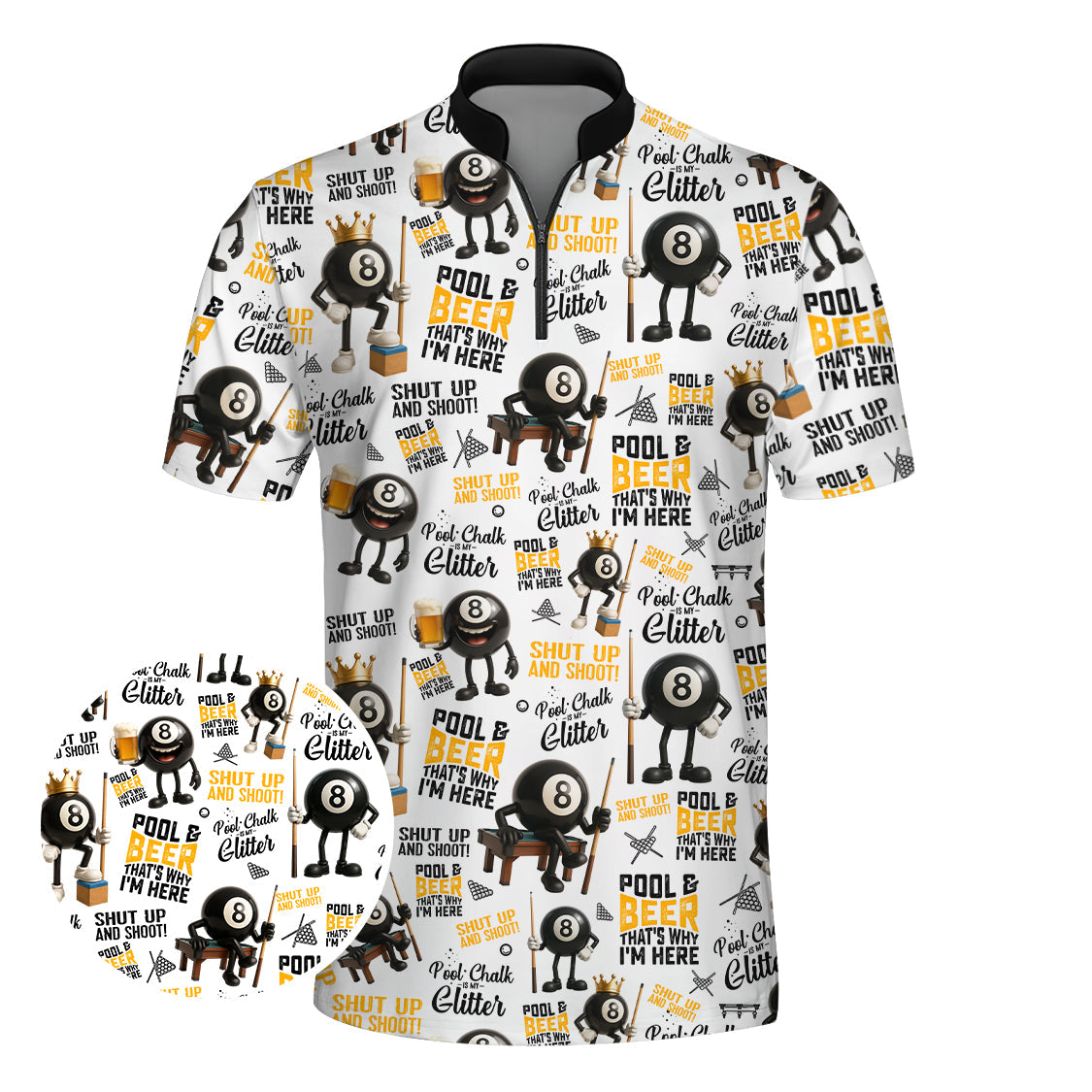 8 Ball Billiard Pool & Beer That's Why I'm Here Pattern Jersey - Gift for Beer Lover and Billiards Players