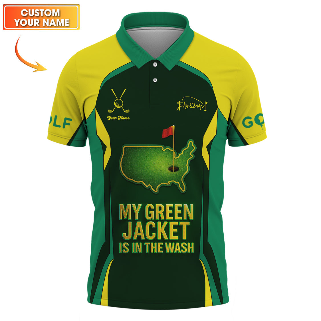 Funny Green Golf Shirt, My Green Jacket Is In The Wash Shirts, Custom Golf Jersey For Men, Golf Gift For Golfers