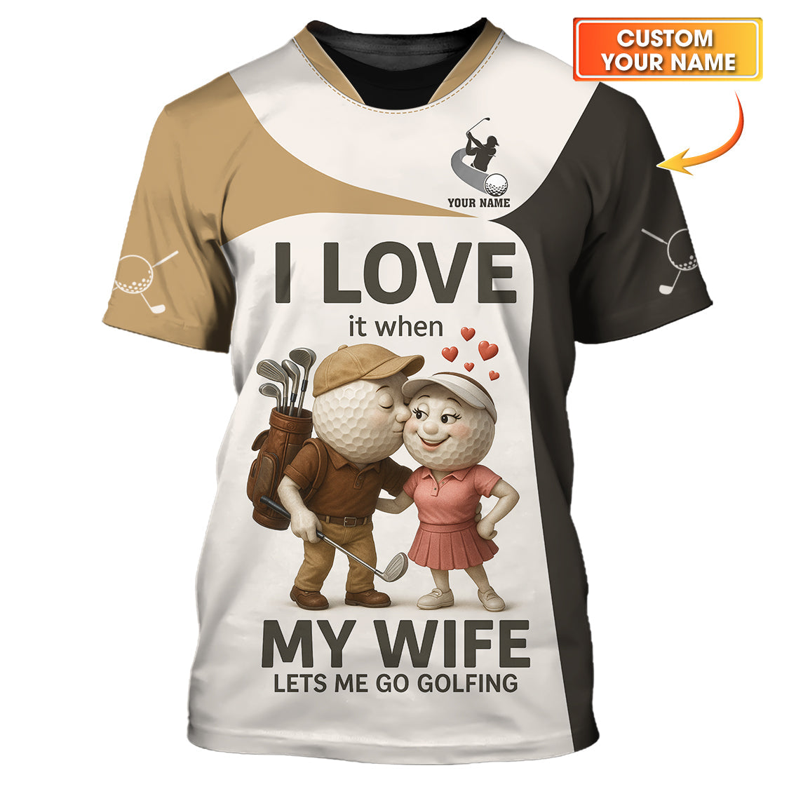 I Love It When My Wife Let's Me Go Golfing Shirt, Custom Couple Golf Polos, Funny Golf Gift For Golfers