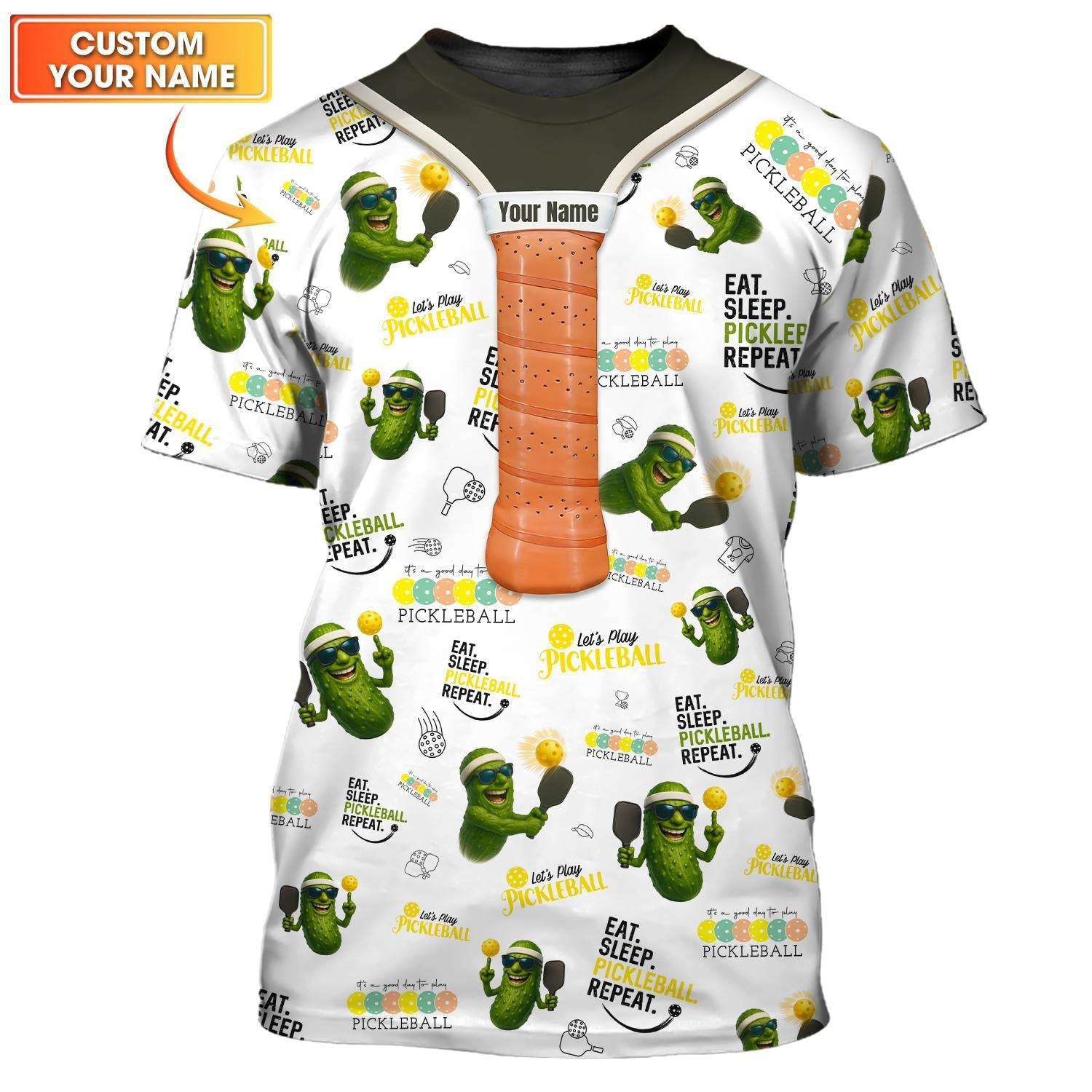 'Eat Sleep Pickleball Repeat' - Let's Play Pickleball Custom Shirt Men's and Women - Outfit Pickleball Paddles Pickle Funny Design