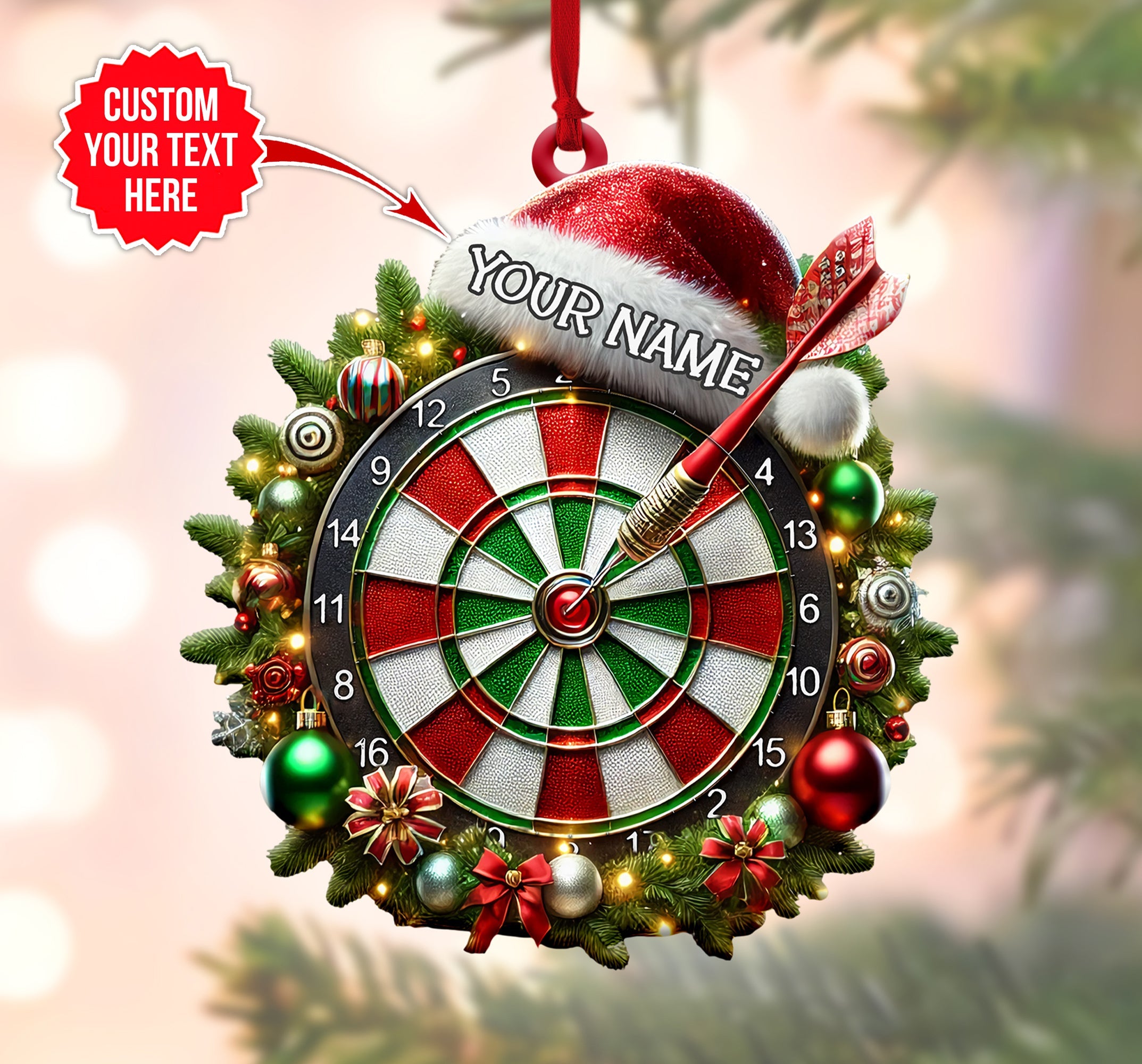 Dart Board, Custom Dart Board Ornaments, Christmas Gift For Dart Lovers