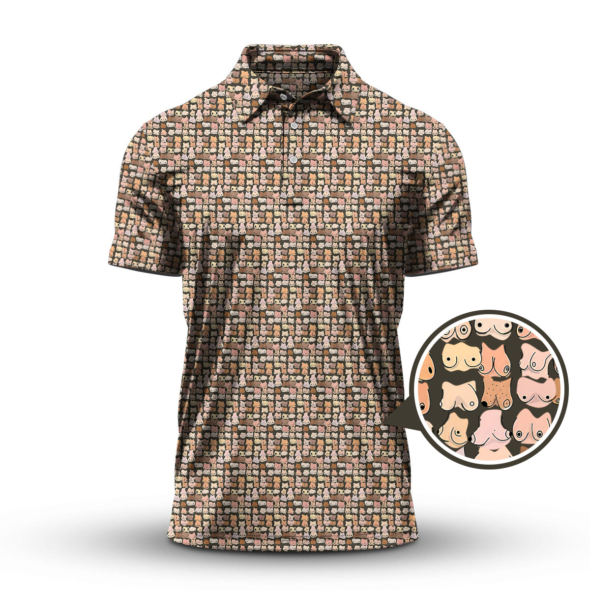 Funny Golf Shirt,  Boob Pattern Golf Polos for Men, Crazy Golf Shirts