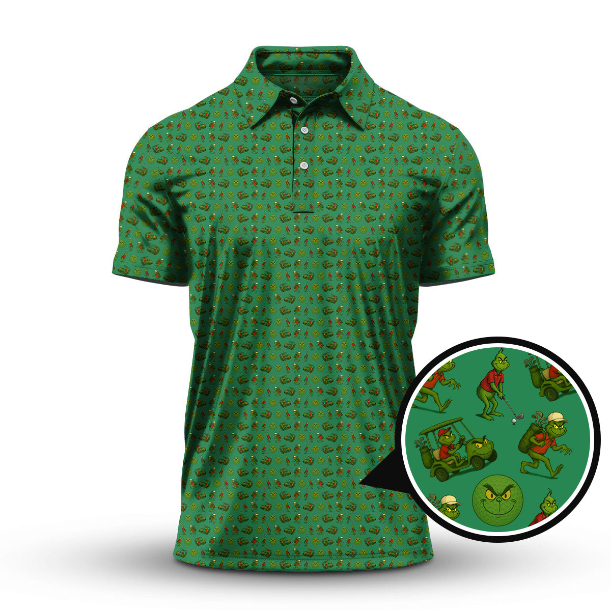 Grinch Golf Shirt, Pattern Golf Shirt For Golfer, Funny Golf Shirt For Men