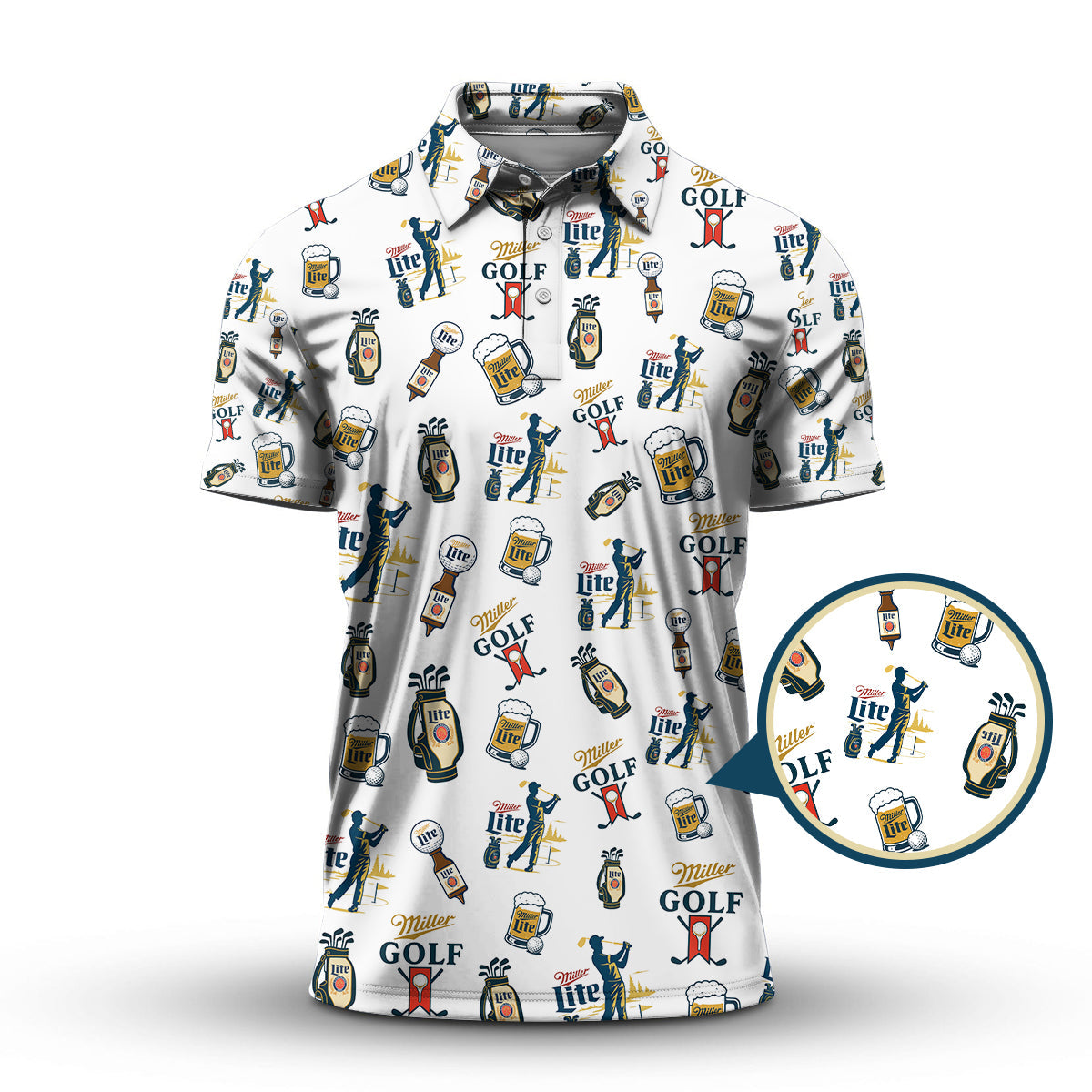 MLite Golf Shirt, Funny Beer & Golf Pattern Polos for Men, Crazy Golf Shirts For Men