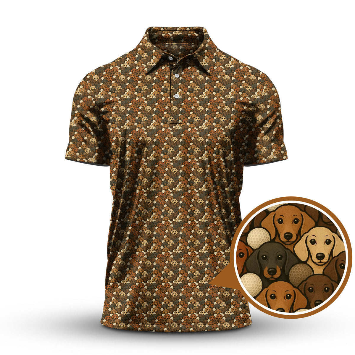 Dachshund Dog Pattern Golf Shirt, Funny Dachshund Golf Shirts For Dog Lovers, Golf Gift For Men's