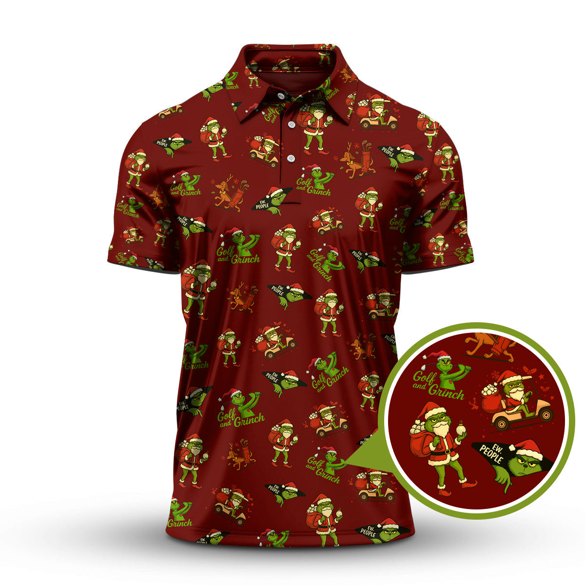 Xmas Golf Shirt For Golfer, Christmas Golf Shirt, Funny Pattern Golf Shirt For Men