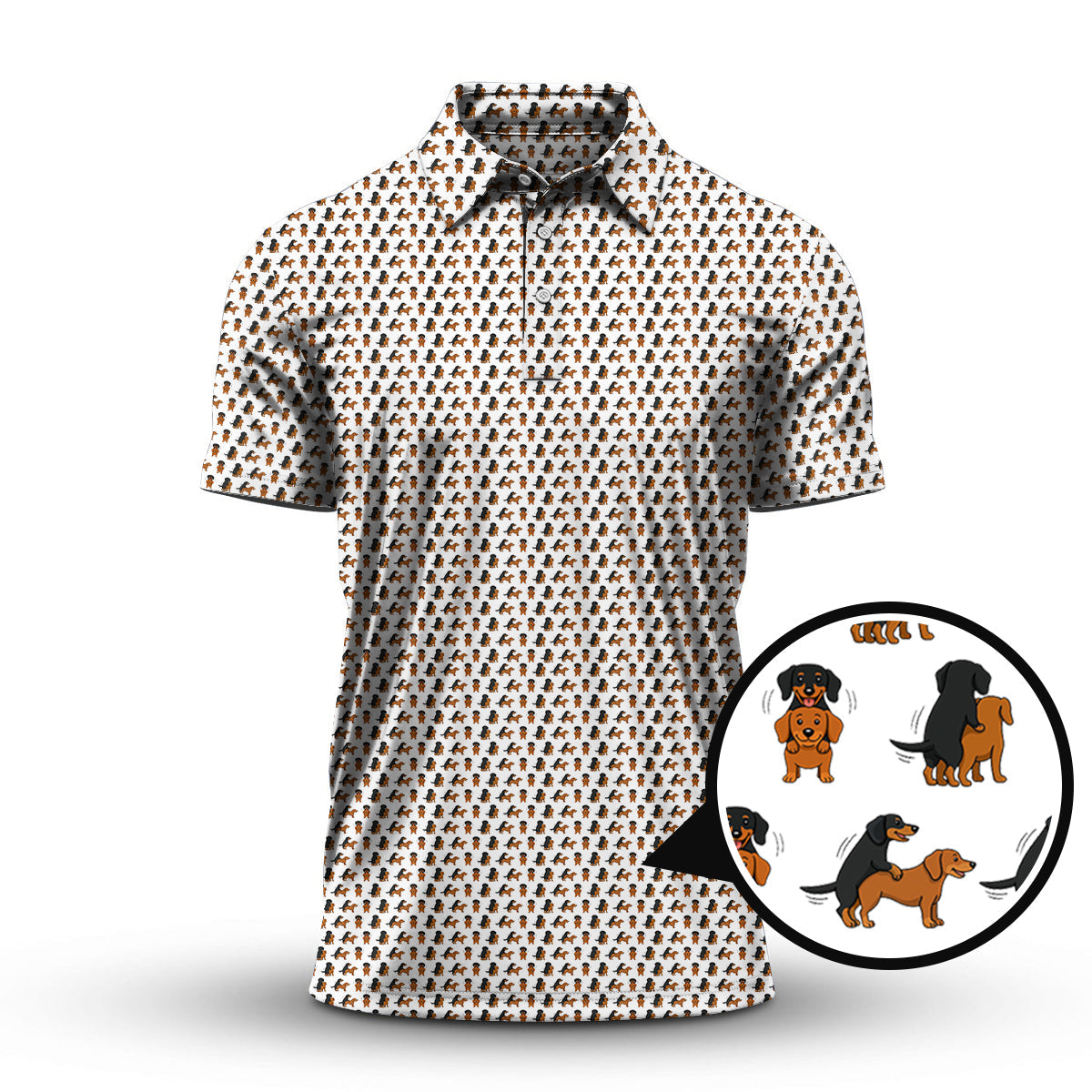 Funny Golf Pattern Shirt, Dachshund Golf Shirt For Golfer, Crazy Golf Shirt For Men