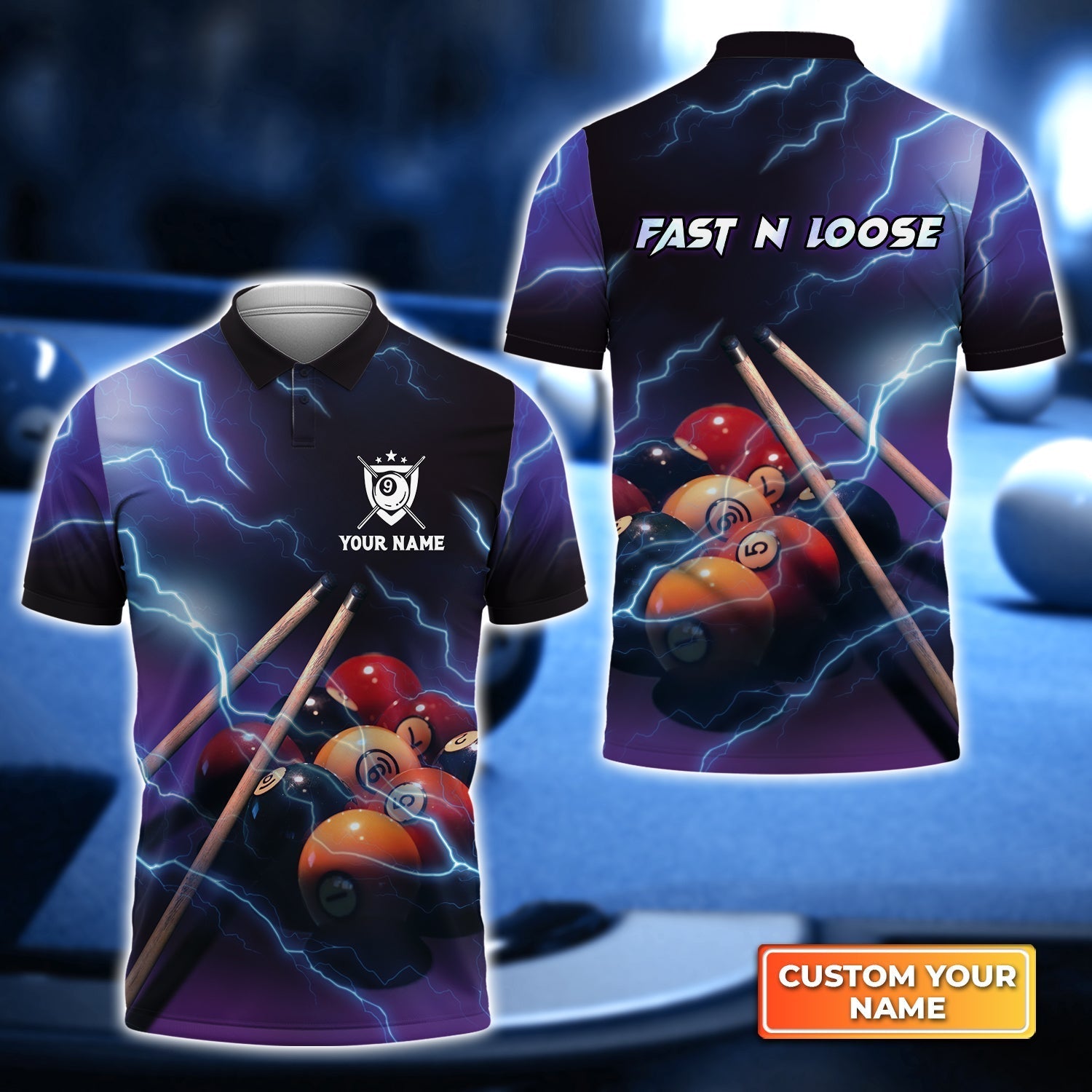 Fast N Loose Team Personalized Name 3D Polo Shirt Gift For Billiard Players