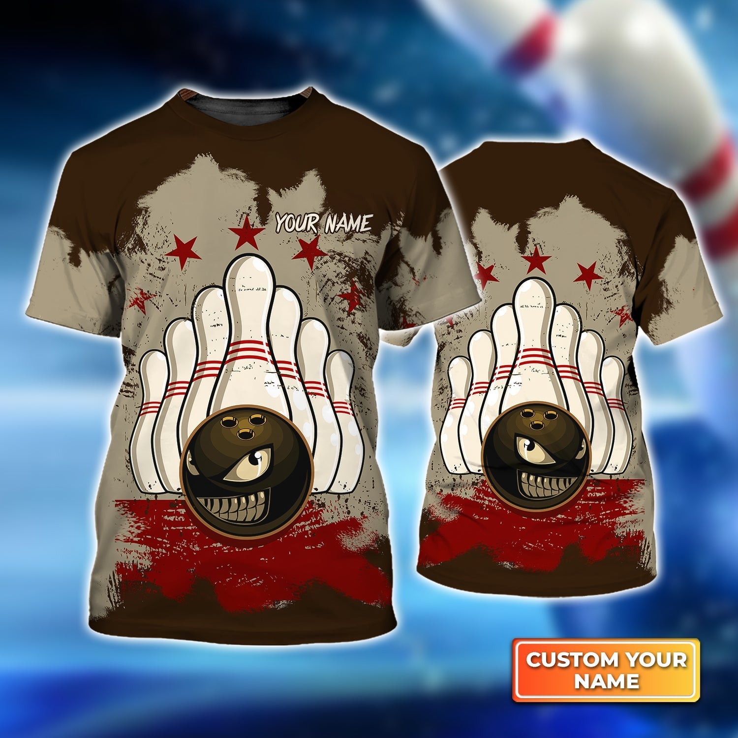 Bowling Mascot Royalty Personalized Name 3D Tshirt
