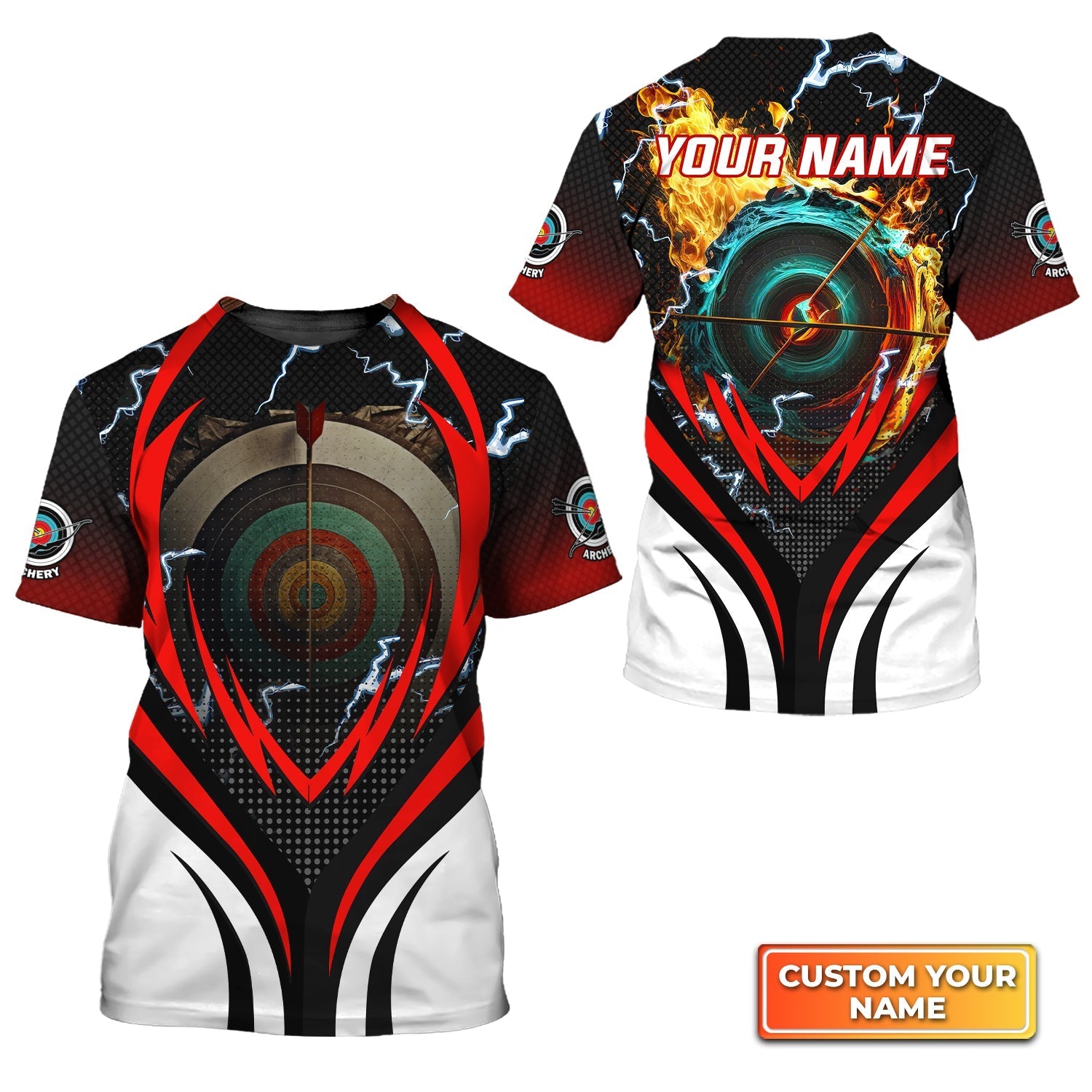 Archery Target Board On Flame Personalized Name 3D Tshirt Gift For Archer