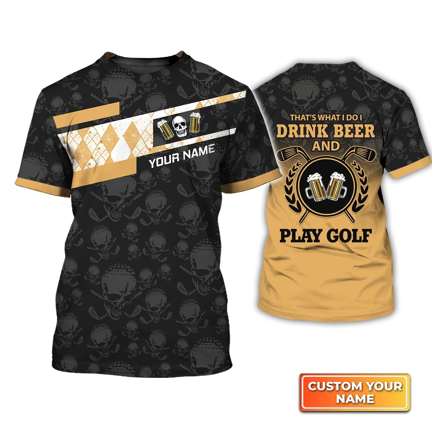I Drink Beer And Play Golf, Personalized Name 3D Tshirt Gift For Golfer