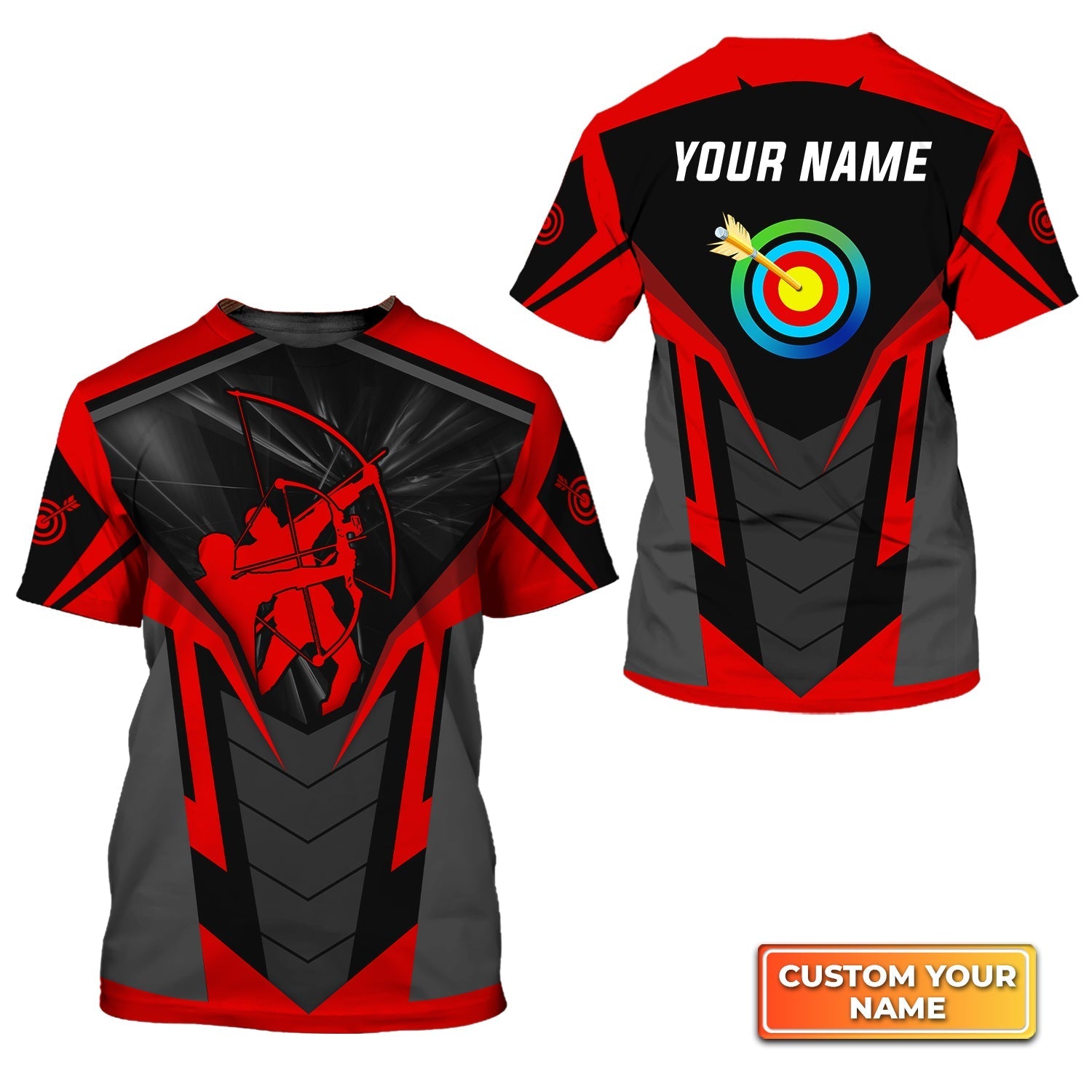 Archery Target Sign Colorful Personalized Name 3D Tshirt Gift For Archer