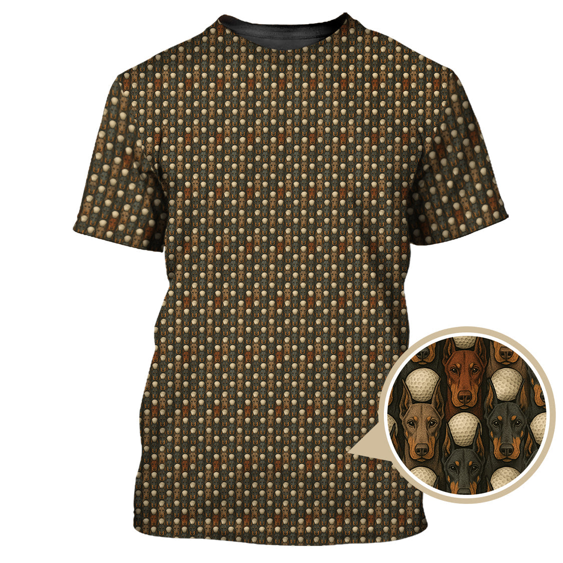 Dog Golf Shirt - Crazy Golf Polos For Men - Doberman Pattern Golf Shirt