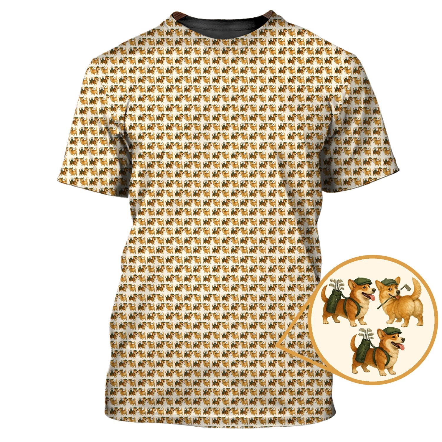 Golf Polos For Pet Loving Golfers, Corgi Pattern Golf Shirt, Golf Gift For Golfers