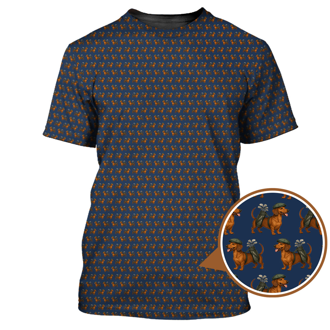 Dachshund Golf Shirts For Men, Pattern Golf Polos, Funny Golf Shirt For Golfers