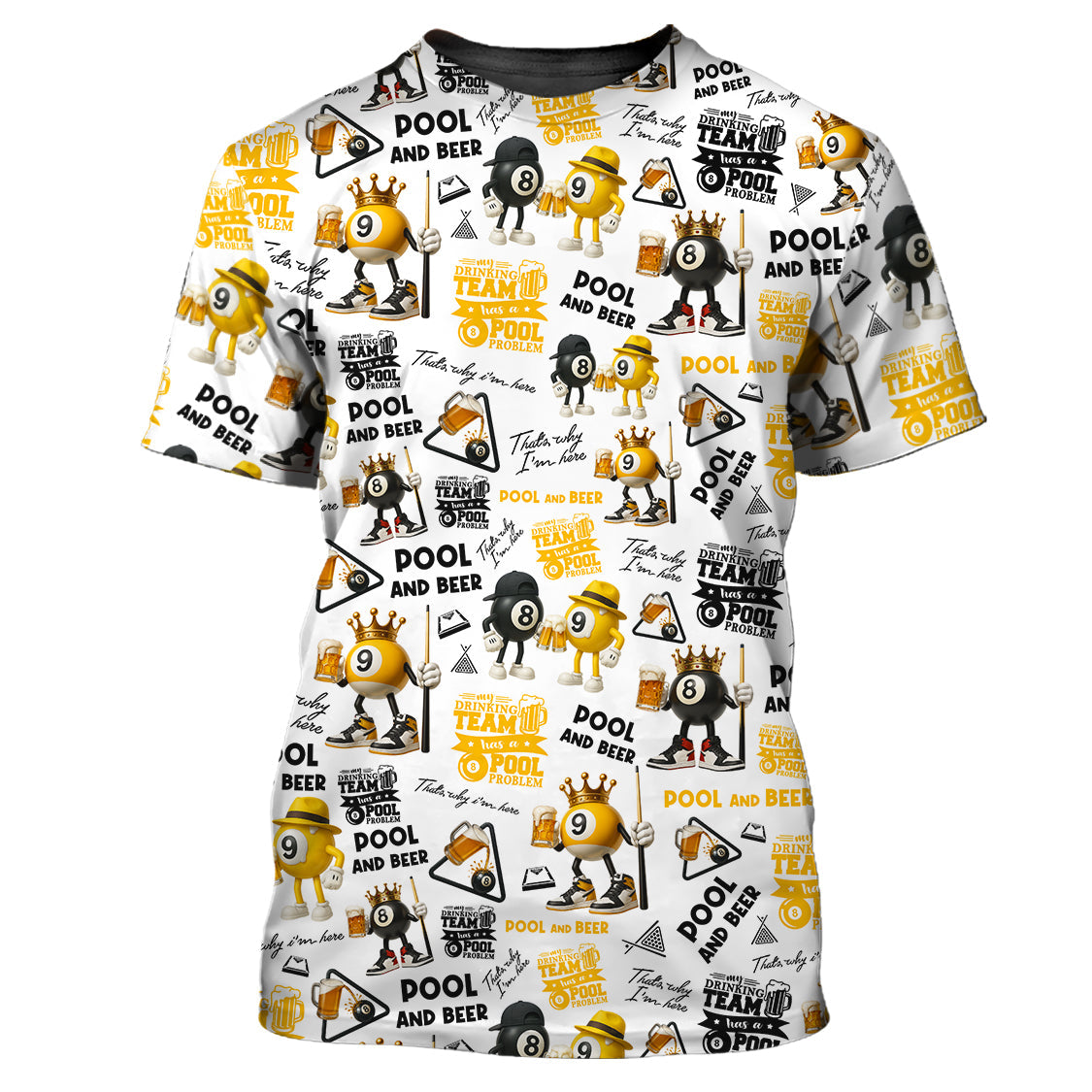 Pool & Beer “My Drinking Team Has a Pool Problem” Custom Name 9-Ball Billiards Jersey, Gift for Billiards Players